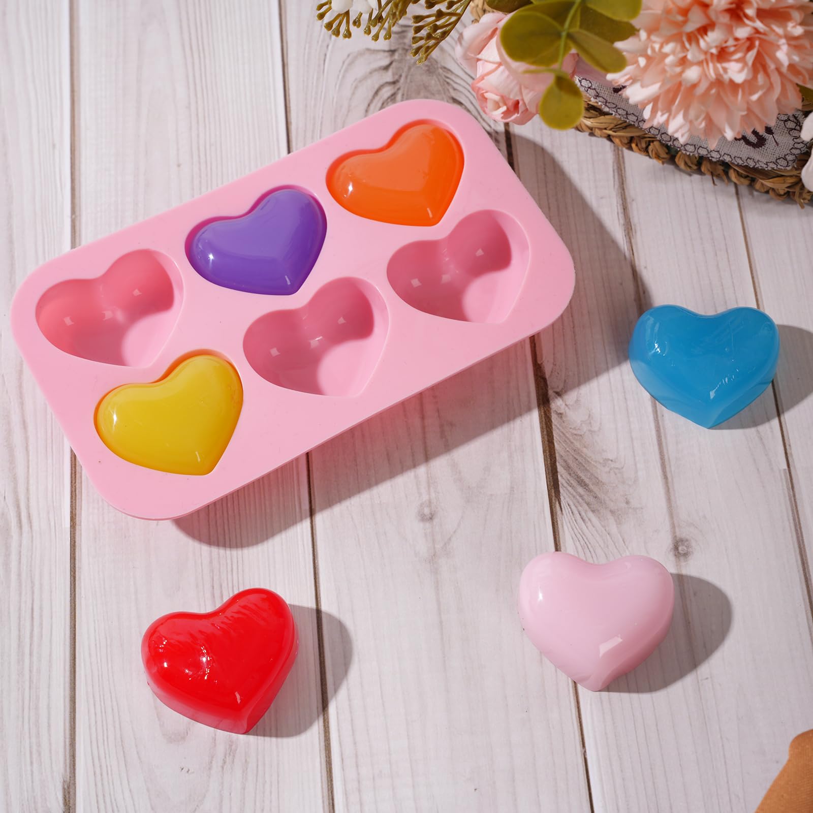 3-Piece Heart Silicone Baking Molds Set - Non-Stick Chocolate Candy Molds for Valentine's Day Cakes, Muffins, Jelly & Pudding - Perfect for Romantic Desserts, DIY Treats and Party Decorations