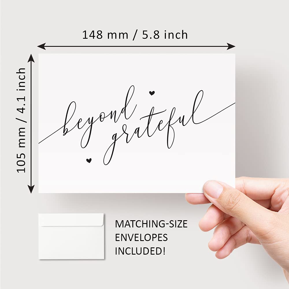 25 Elegant Thank You Cards with Envelopes - Bulk Pre-Scored Note Cards for Weddings, Gifts, Business & Personal Appreciation - Perfect for Customers, Colleagues & Special Occasions