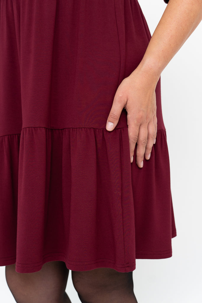Bernadette Women's Burgundy Bamboo Dress - Elegant & Comfortable for Casual Wear, Office, and Special Occasions