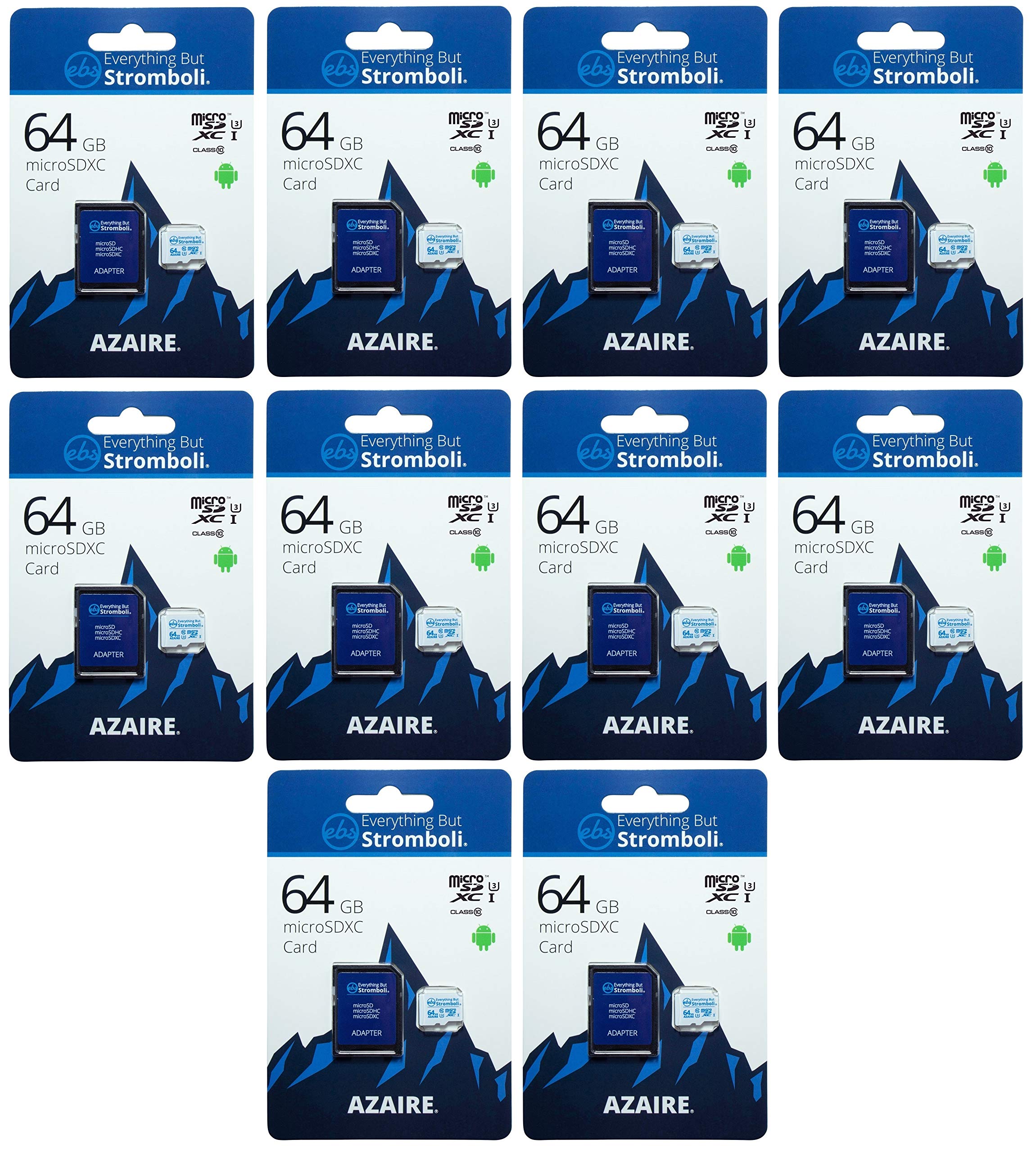 64GB MicroSD Card 10-Pack with Adapter - UHS-I U3 Class 10 High Speed Memory Card for Android Phones, Samsung Tablets, Nintendo Switch - Perfect for 4K Video Recording, Game Storage & Mobile Apps Expansion