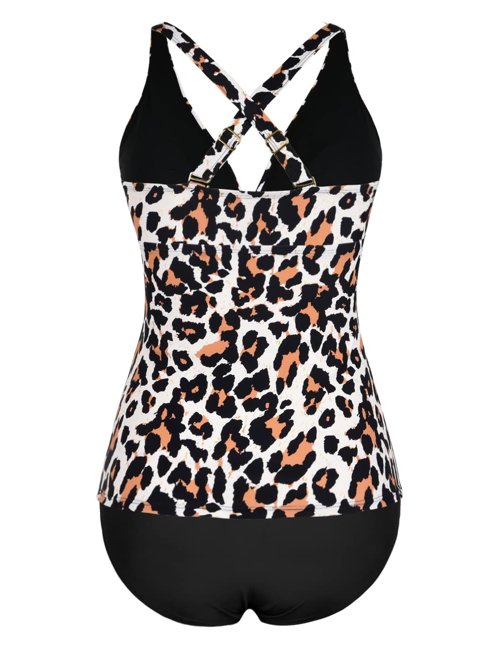 **Hilor Women's Tummy Control Tankini Swimsuits - Front Twist V-Neck Two-Piece Bathing Suit with Shirred Design for Beach & Pool**