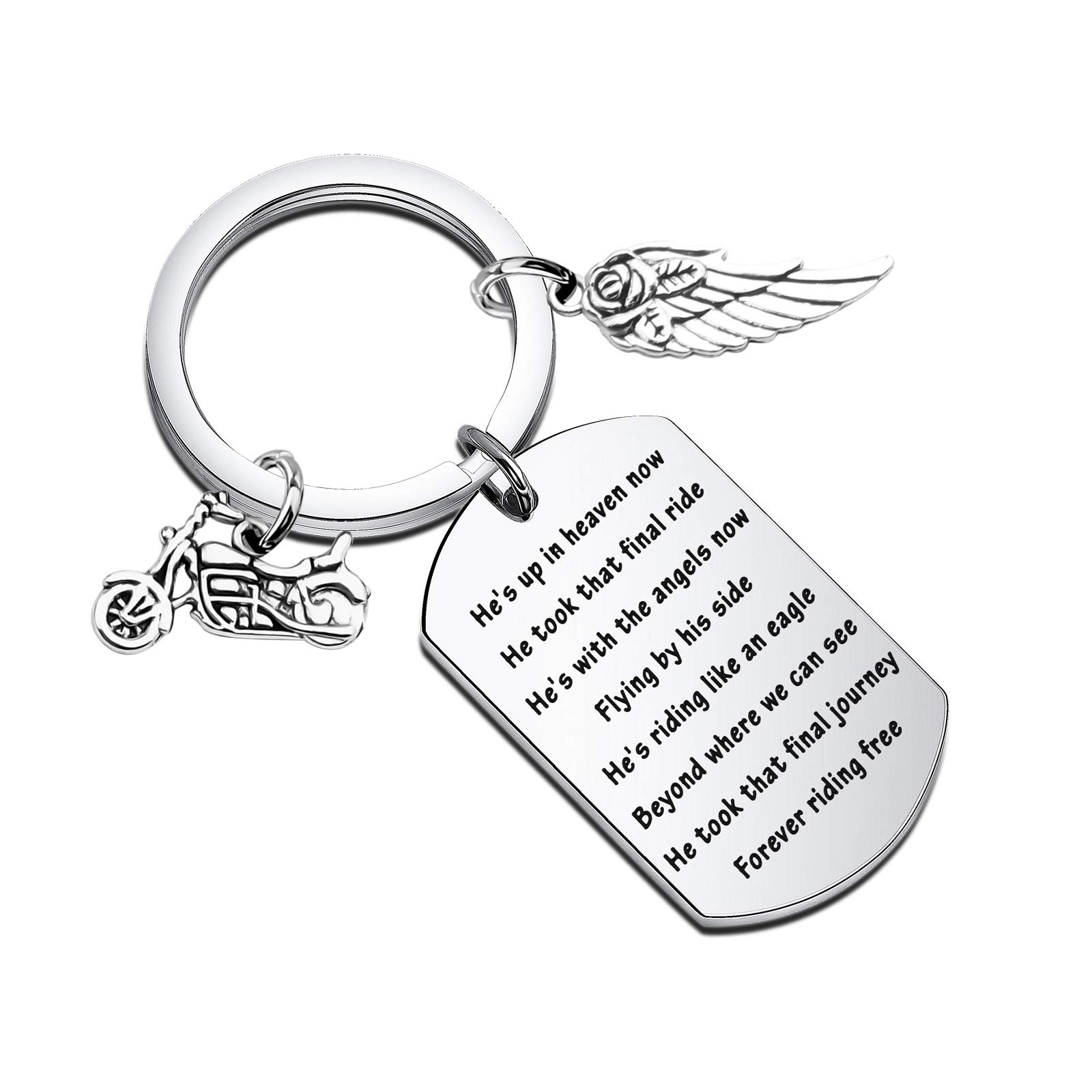 Heavenly Memorial Motorcycle Keychain - Sympathy Gift for Loss of Father, Son or Husband - Biker Keepsake for Remembrance - Perfect for Funerals, Memorial Rides & Healing Moments