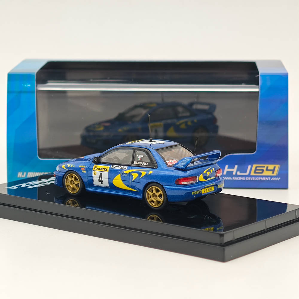 1/64 Scale Subaru Impreza WRC 1997 #4 Monte Carlo Winner Blue Diecast Model Car - Collectible Hobby Japan Toy for Racing Enthusiasts & Display Showcase