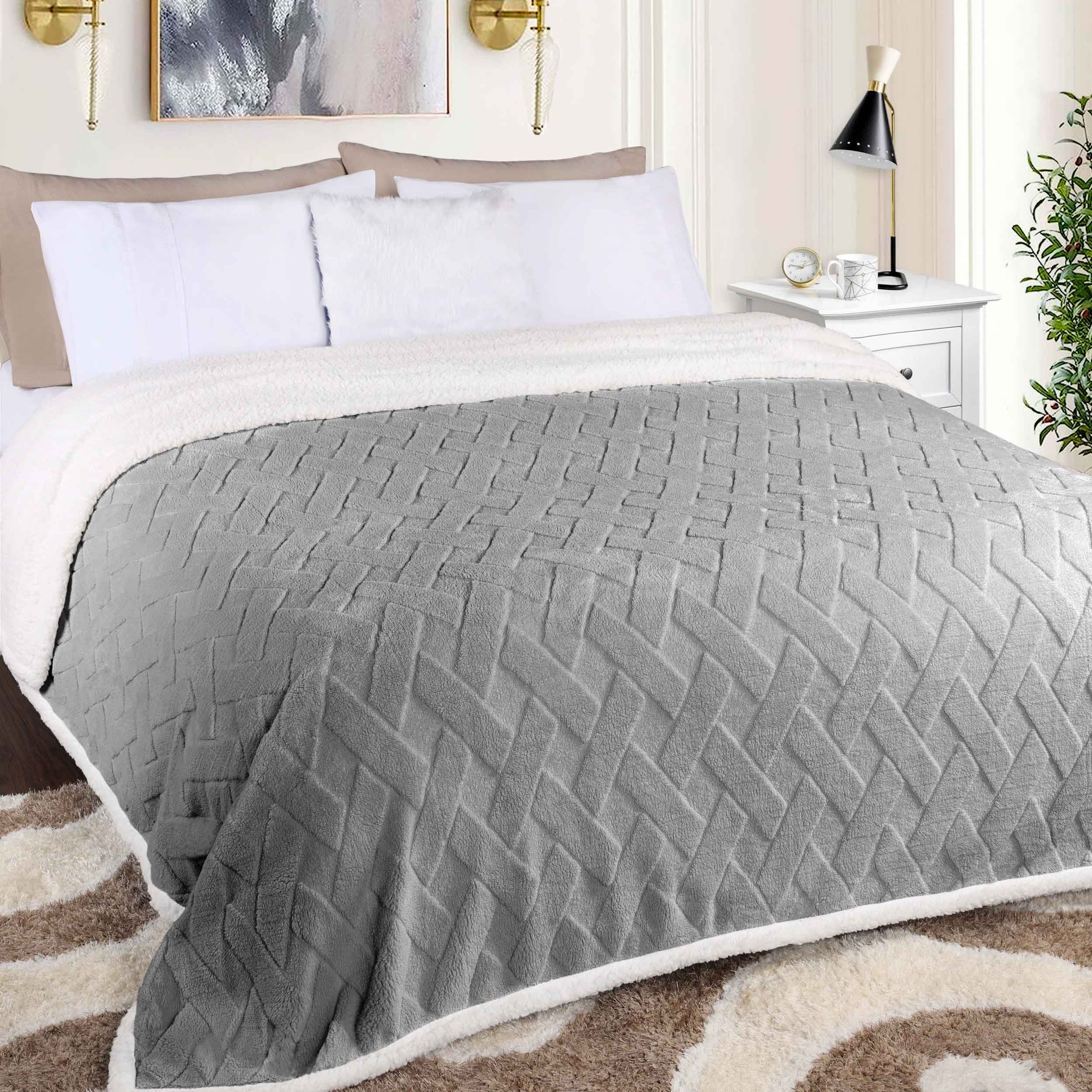 Nuuk Reversible Jacquard Lattice Plush Sherpa Fleece Blanket - Soft Cozy Throw for Couch, Bed & Travel - Perfect for Winter Nights, Camping & Home Decor