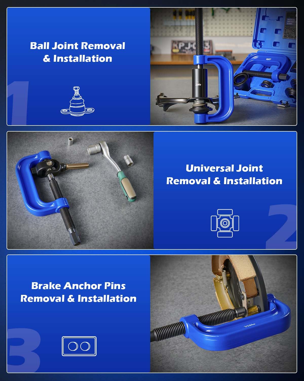 Orion Motor Tech Ball Joint Press Kit & Wheel Bearing Press Kit - Complete Automotive Repair Tool Set for DIY Mechanics & Professionals | Perfect for Suspension Work, Brake Service & General Car Maintenance