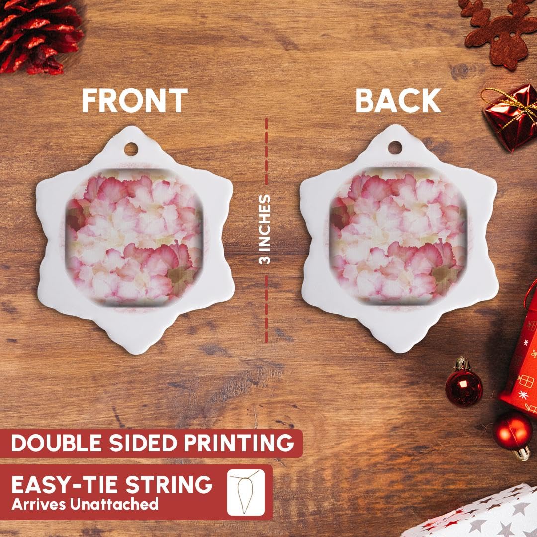 3D Rose Pink and Red Rose Petals Snowflake Ornament - Christmas Tree Decoration, Holiday Home Decor, Winter Gift Idea