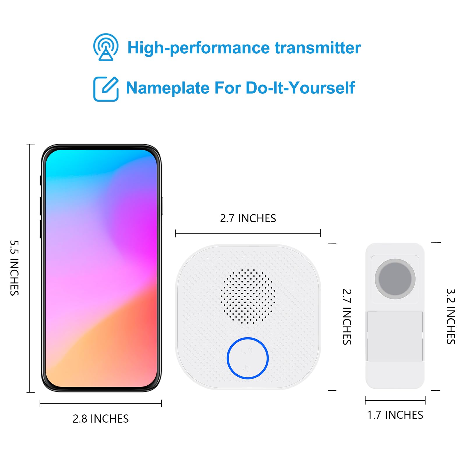 SURNICE Wireless Doorbell with LED Flash - IP44 Waterproof, 1000 FT Range, 38 Melodies, 4 Volume Levels - Ideal for Home, Office, and Apartment Security (Model 98282+90062)