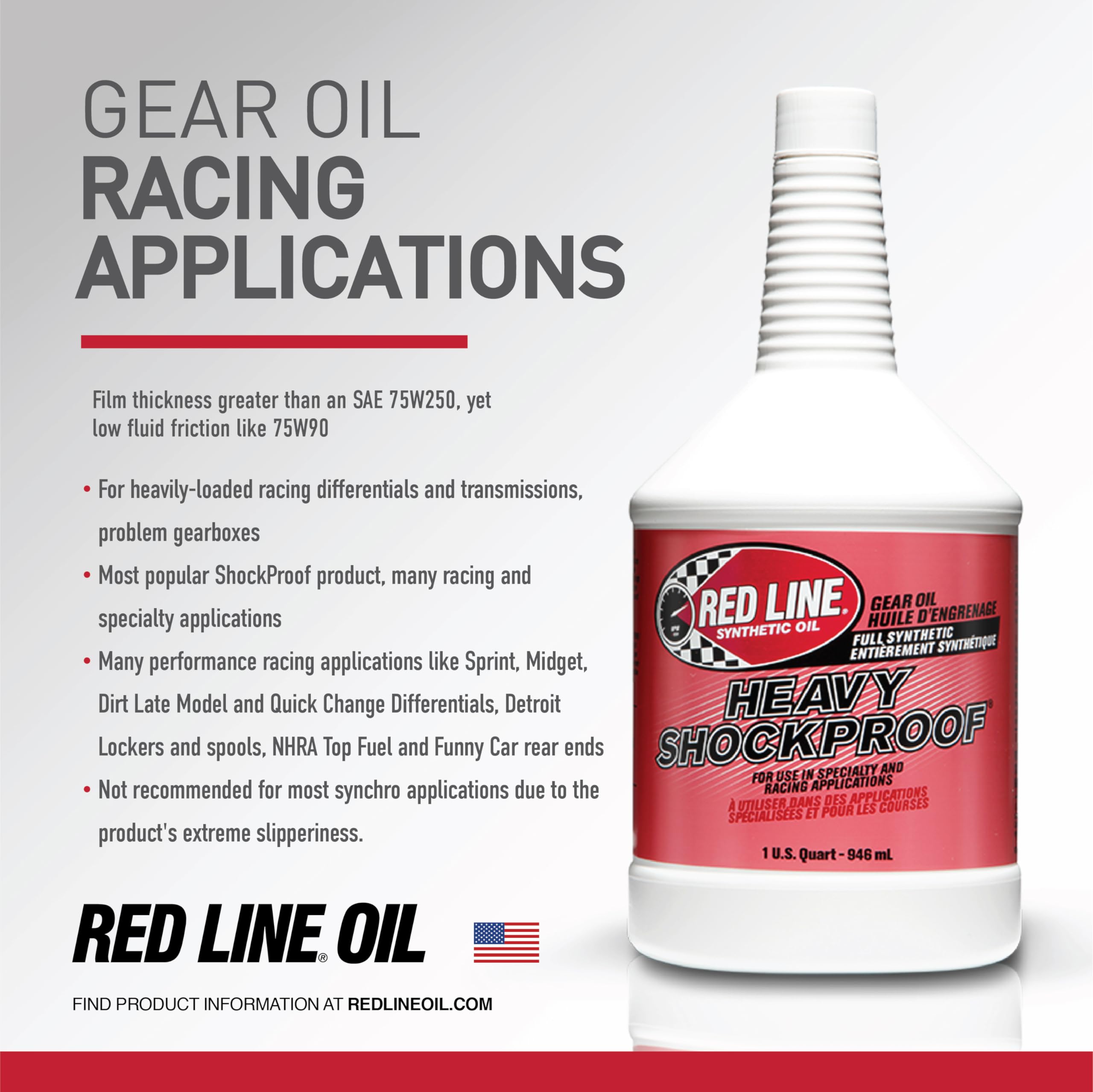Red Line 58205 Heavy ShockProof Gear Oil - 1 Gallon for High-Performance Vehicles, Racing & Off-Road Use