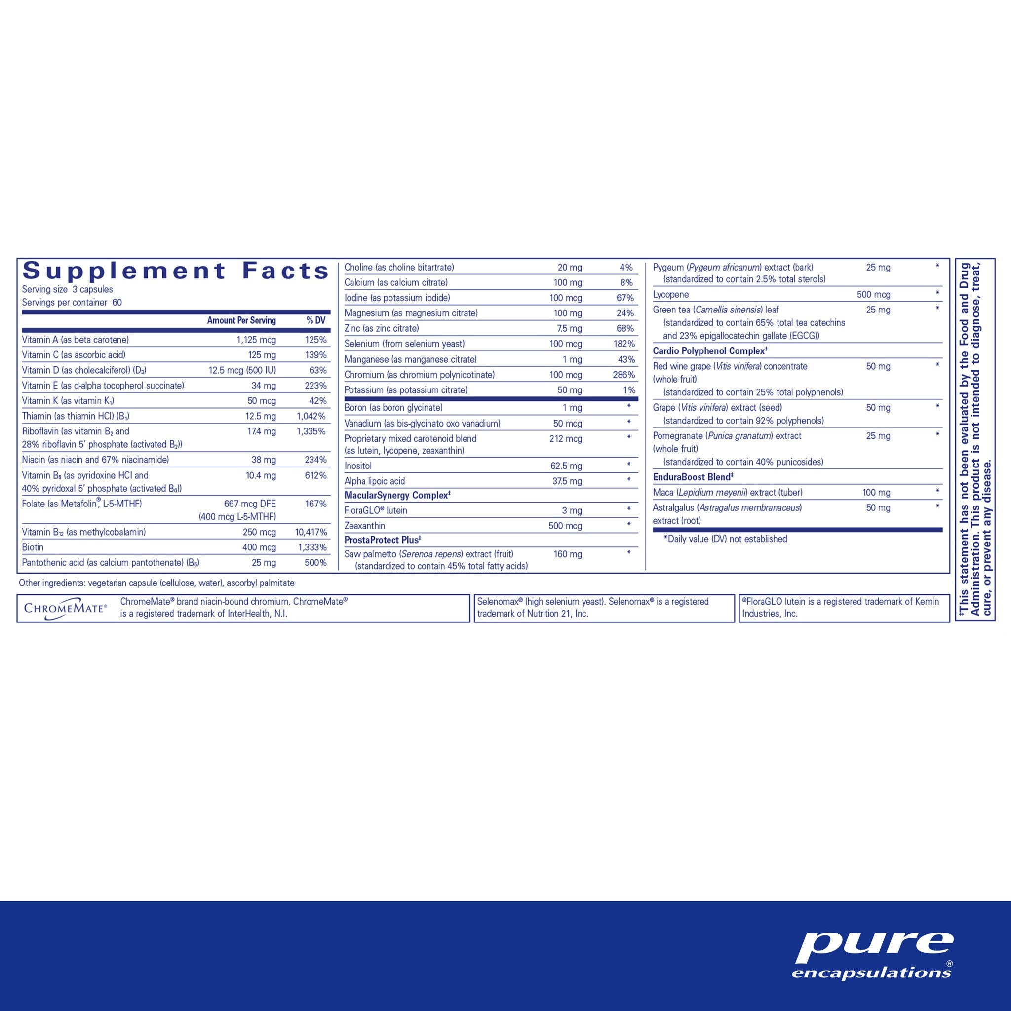 Pure Encapsulations Men's Multivitamin - Premium Daily Supplement for Men's Health & Vitality - Supports Energy, Immunity & Prostate Health - Ideal for Active Lifestyles & Fitness Enthusiasts