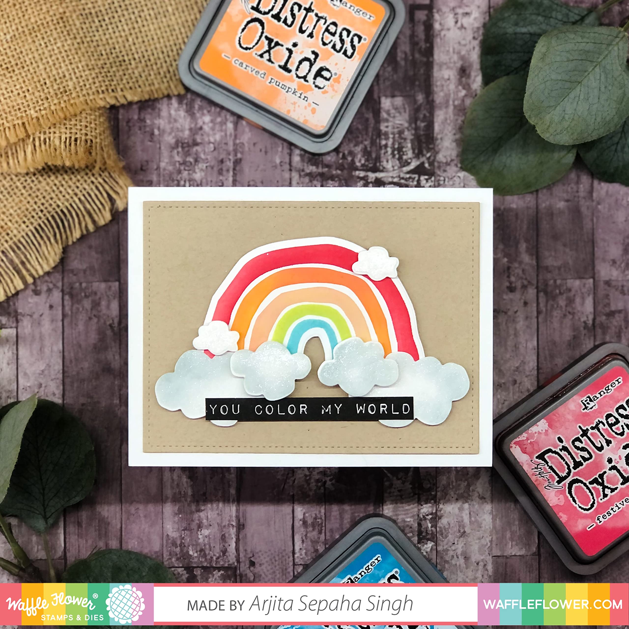 Waffle Flower Labelmaker with Rainbow Design & Matching Die – Perfect for Scrapbooking, Card Making, and DIY Crafts