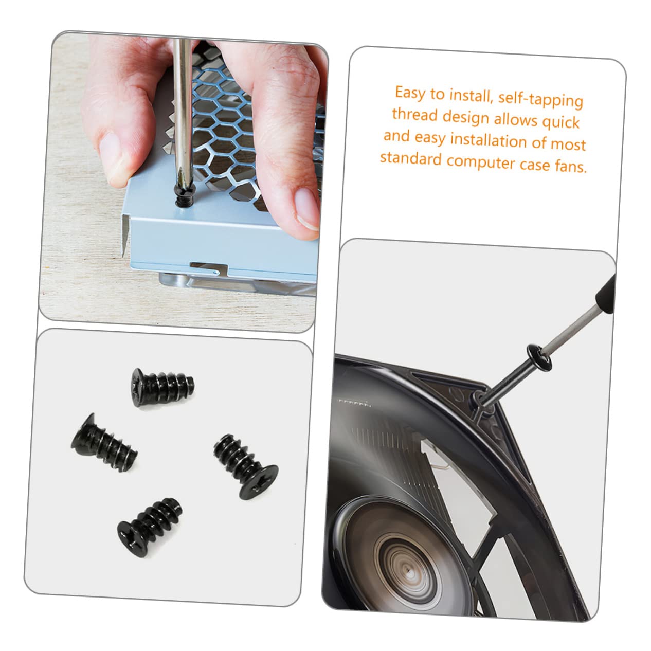 Uonlytech 4 Sets Computer Case Fan Mount Screws - Standard Flat Head & Cross Head Screws for PC Cooling Fan Installation | Perfect for Gaming PC Builds, Computer Upgrades & DIY Case Mods