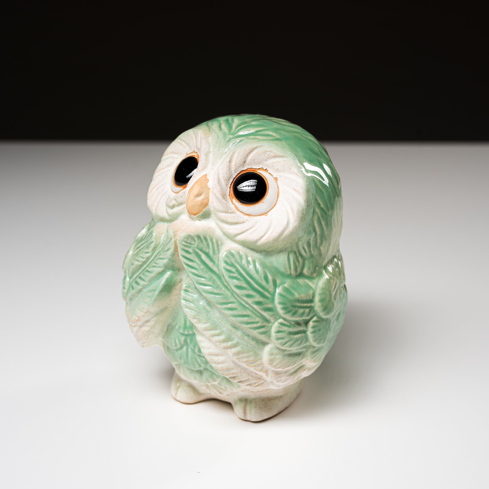 Authentic Japanese Shigaraki Ware Lucky Owl Ornament - 12cm Handcrafted Ceramic Melon Design for Home Decor & Good Fortune Gift