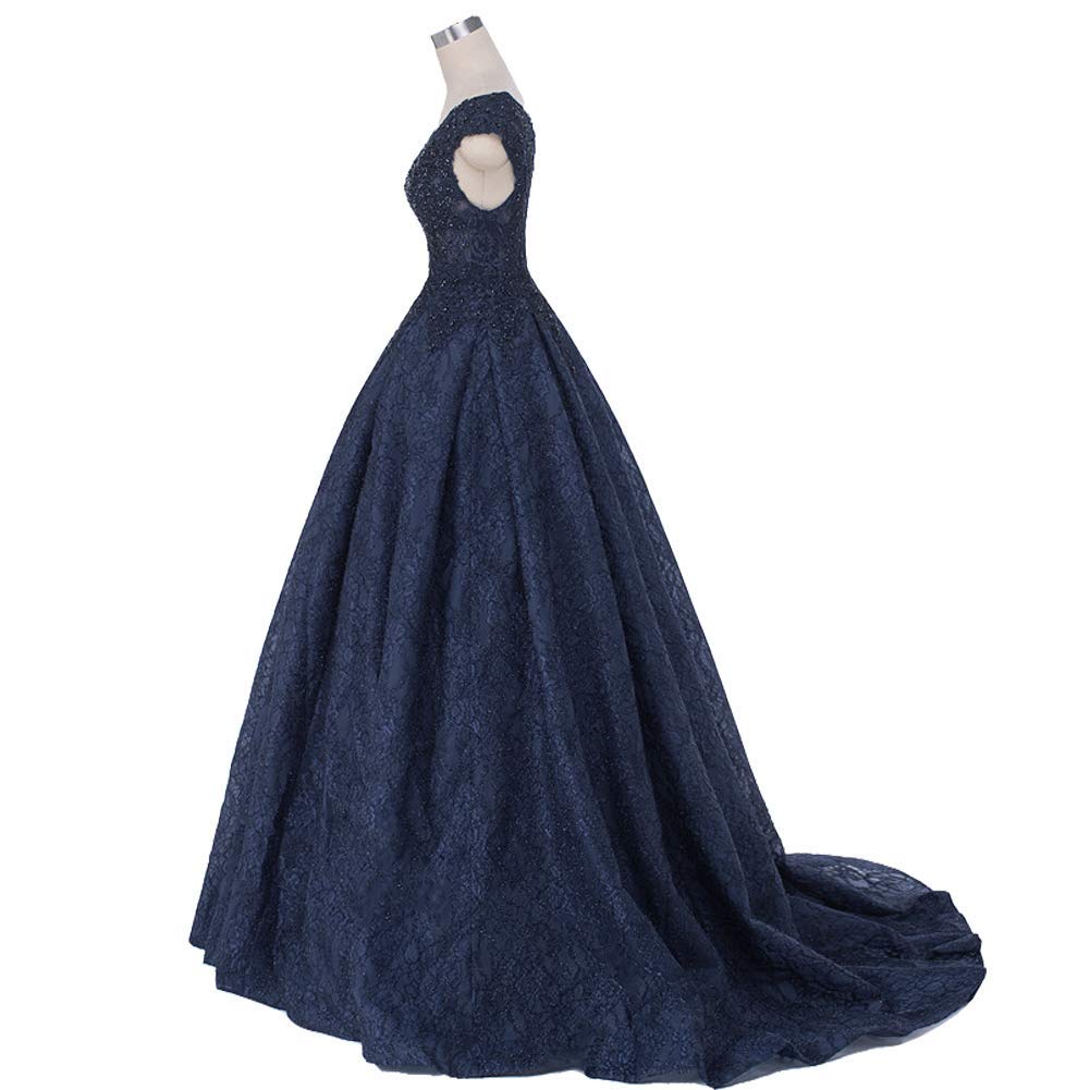 Elegant Beaded Lace Scoop Neck A-Line Long Prom Dress for Women - Formal Evening Gowns for Homecoming, Wedding Guest, and Black Tie Events