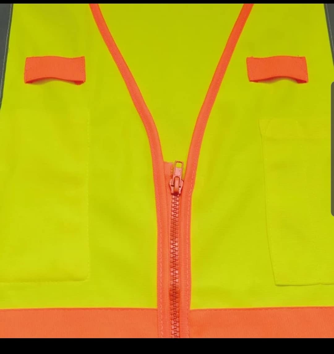 Xtreme RADIO HOLDER Reflective Safety Vest - High Visibility Yellow/Orange (Model 8120) for Construction, Road Work & Emergency Responders | ANSI Certified Workwear