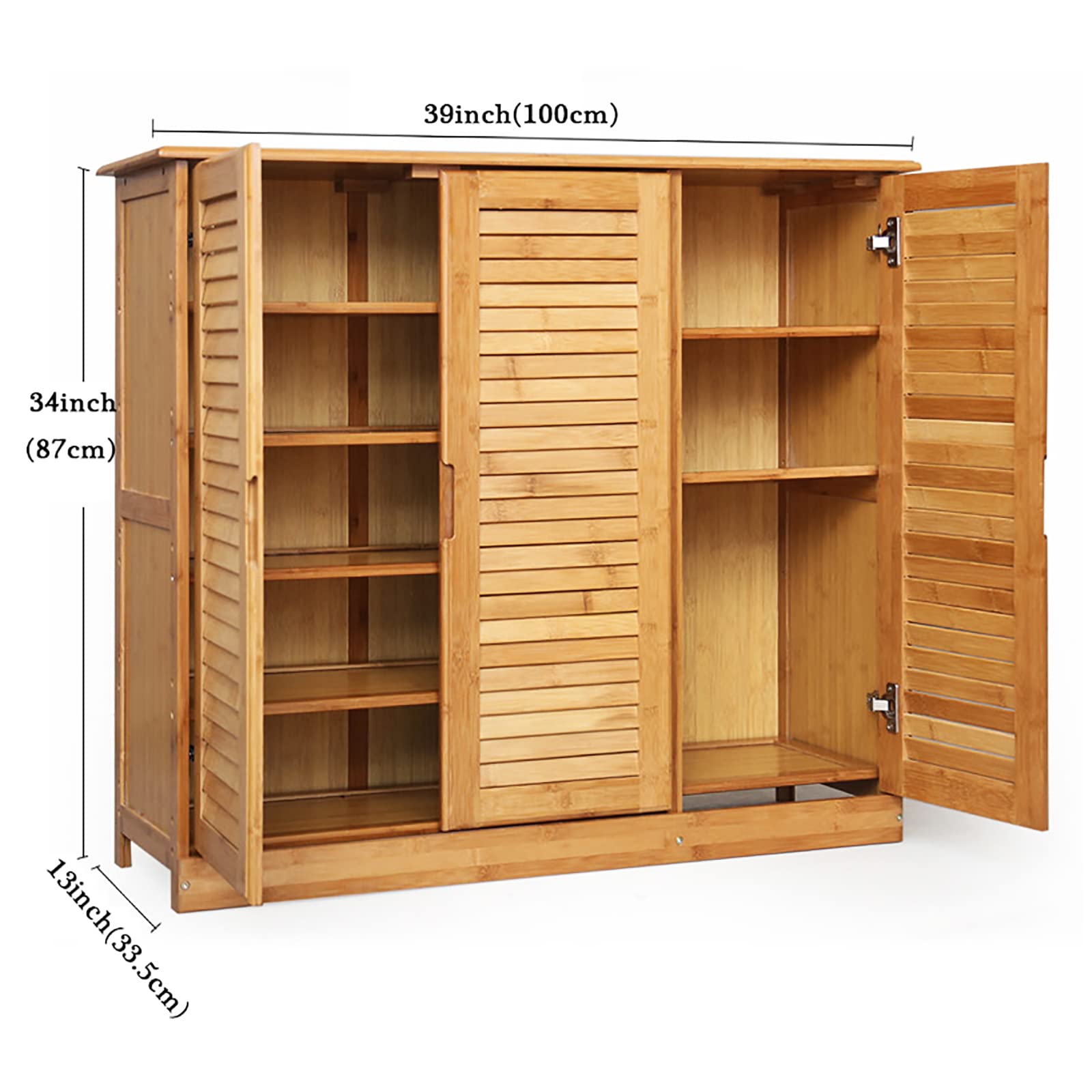 Bamboo Shoe Storage Cabinet - Rustic Entryway Shoe Organizer with Doors, Shoe Rack & Cubby for Home Organization | Perfect for Small Spaces, Apartments & Mudrooms