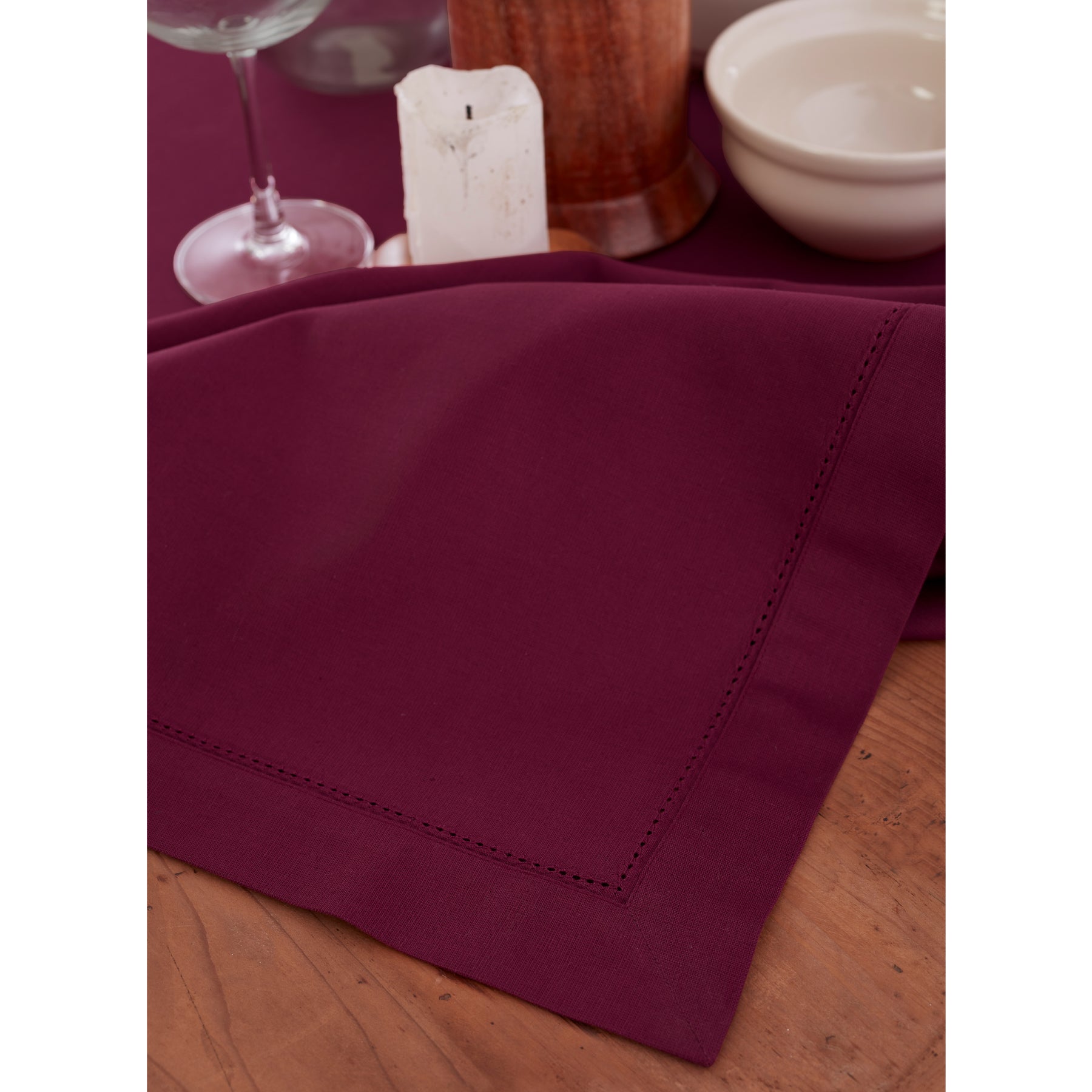Premium Cotton Linen Hemstitch Tablecloth - Elegant Dining Table Cover for Home Decor, Parties & Special Occasions