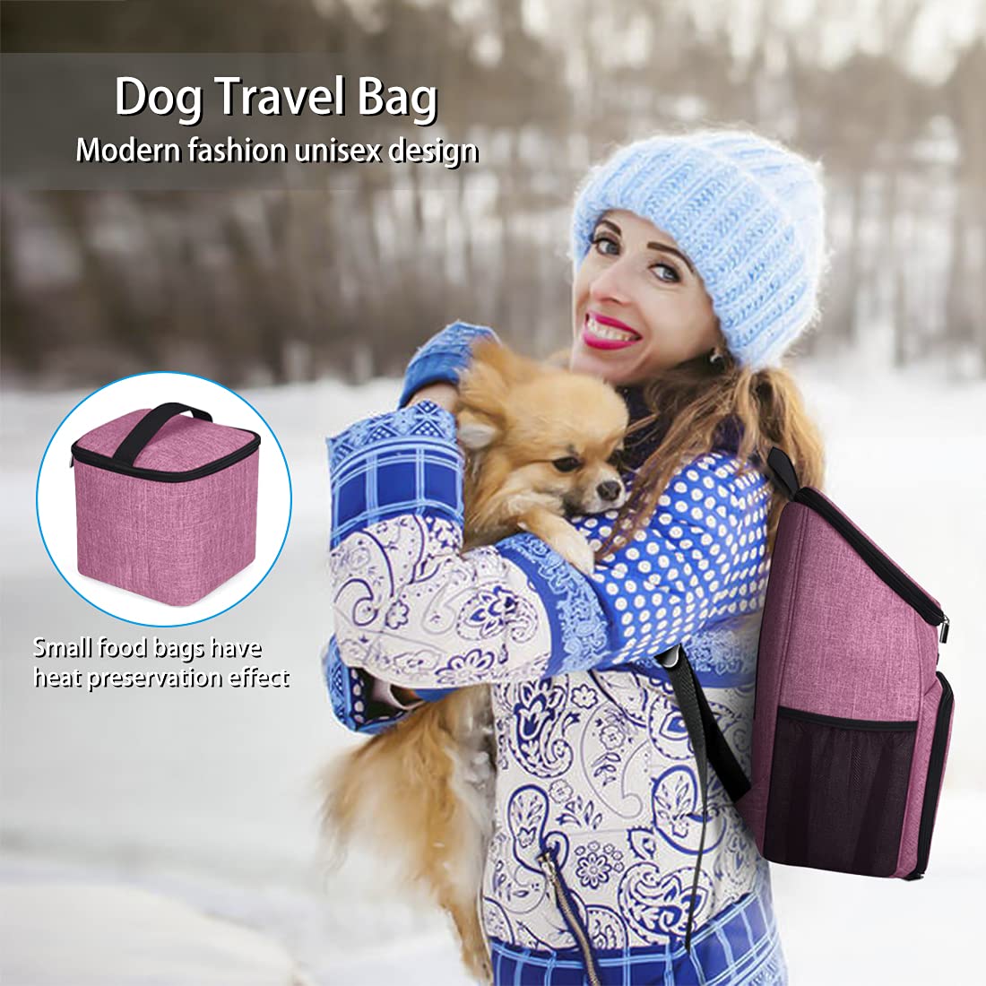 BAGLHER Airline Approved Dog Travel Backpack - Pet Carrier with 2 Collapsible Bowls & Food Containers for Small Medium Dogs - Perfect for Air Travel, Hiking & Outdoor Adventures