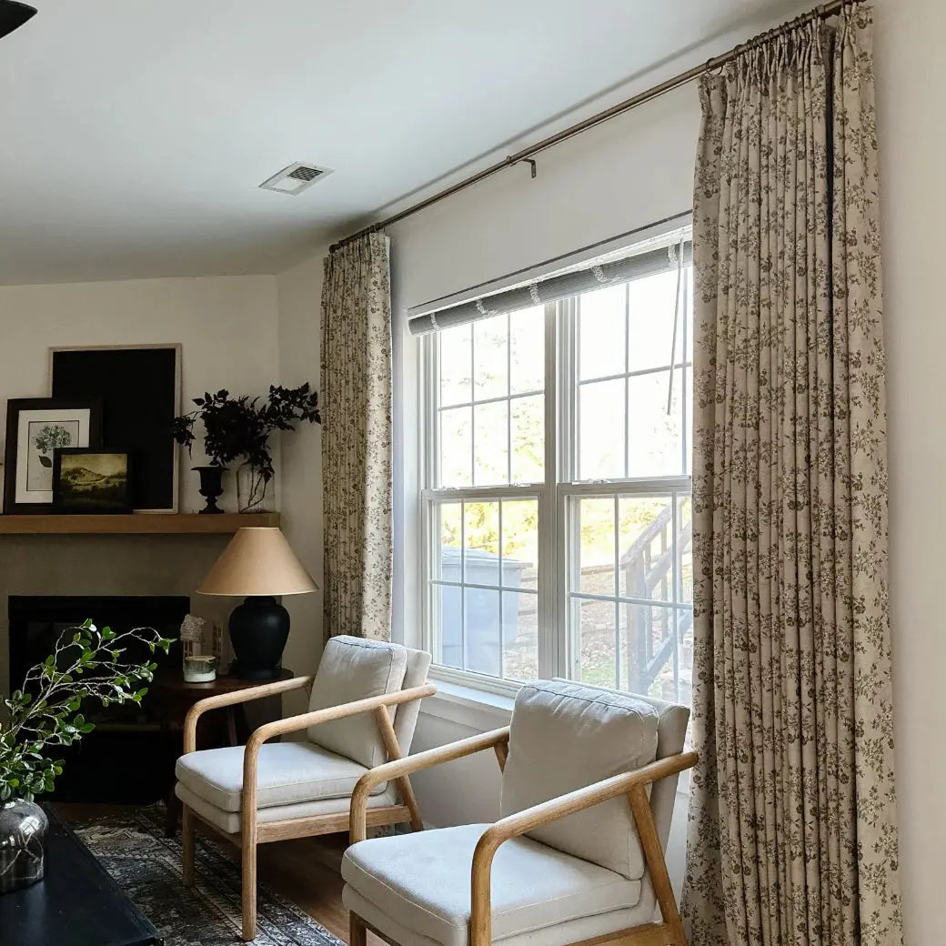 Elegant Sara Le Print Linen Drapery Pleated Curtains - Soft Textured Window Treatments for Living Room & Bedroom Decor