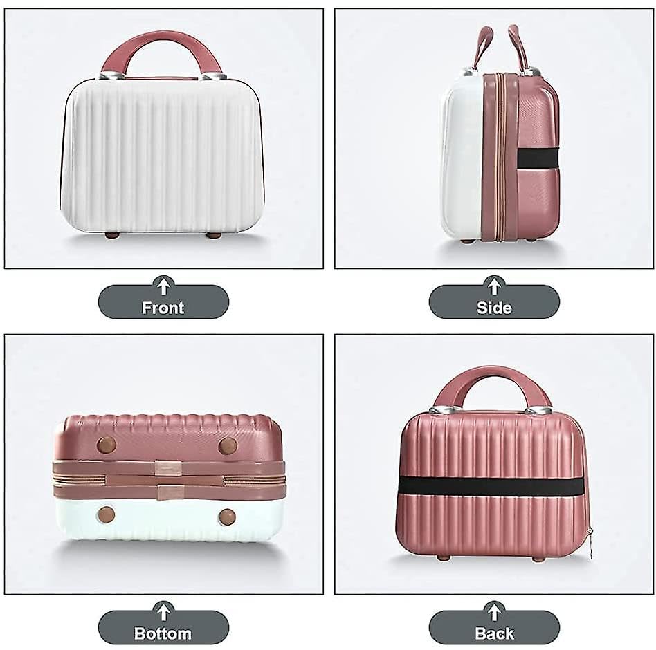 LOOKMINT Mini Hard Shell Travel Makeup Case with Lock - Waterproof Cosmetic Organizer for Women | Portable Vanity Suitcase with Password Zipper | Perfect for Air Travel, Gym & Daily Storage (JK-46)