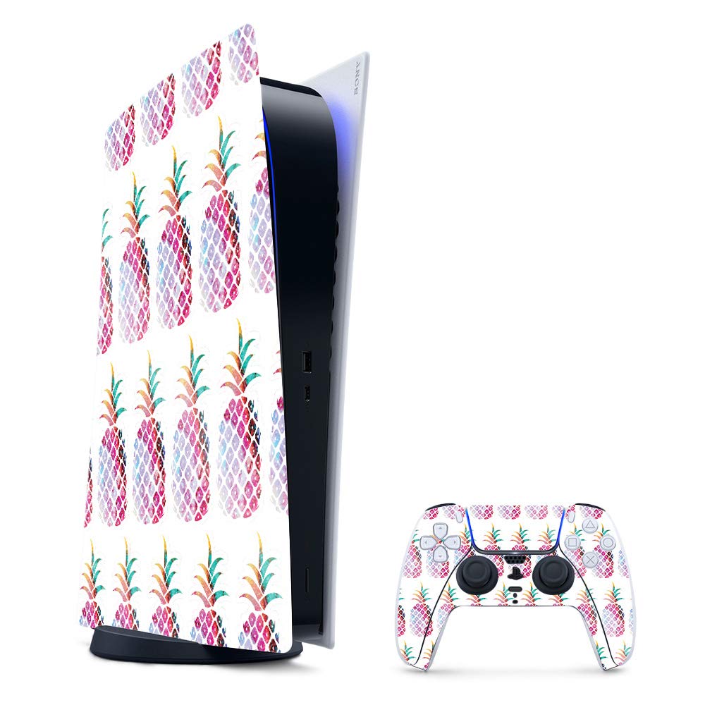 MightySkins Glossy Glitter Gaming Skin for PS5 & Playstation 5 Digital Edition - Pineapple Lane Design | Premium Durable Glitter Finish | Easy to Apply & Remove | Made in USA | Perfect for Gaming Setups & Customization