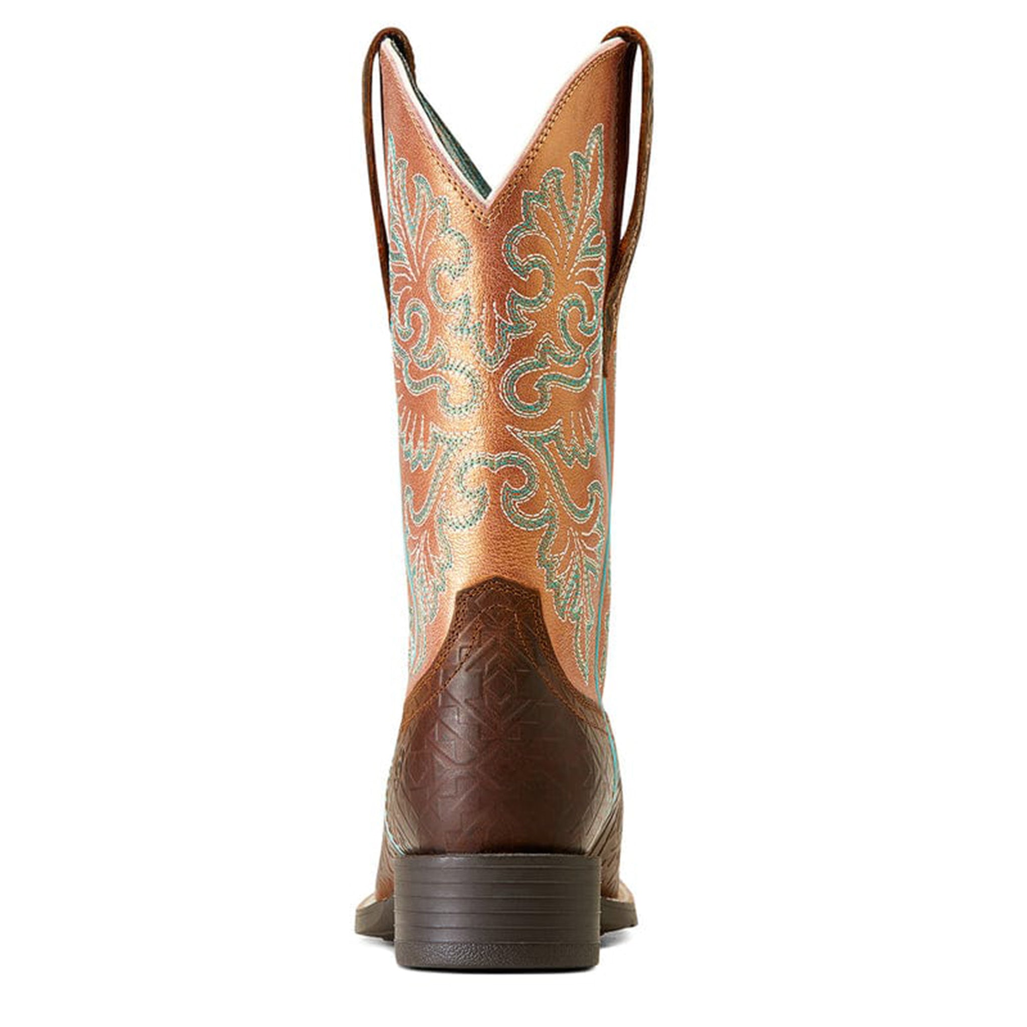 Ariat Women's Brown & Orange Embossed Western Cowboy Boots - Comfortable Riding & Fashion Footwear for Country Style & Outdoor Activities