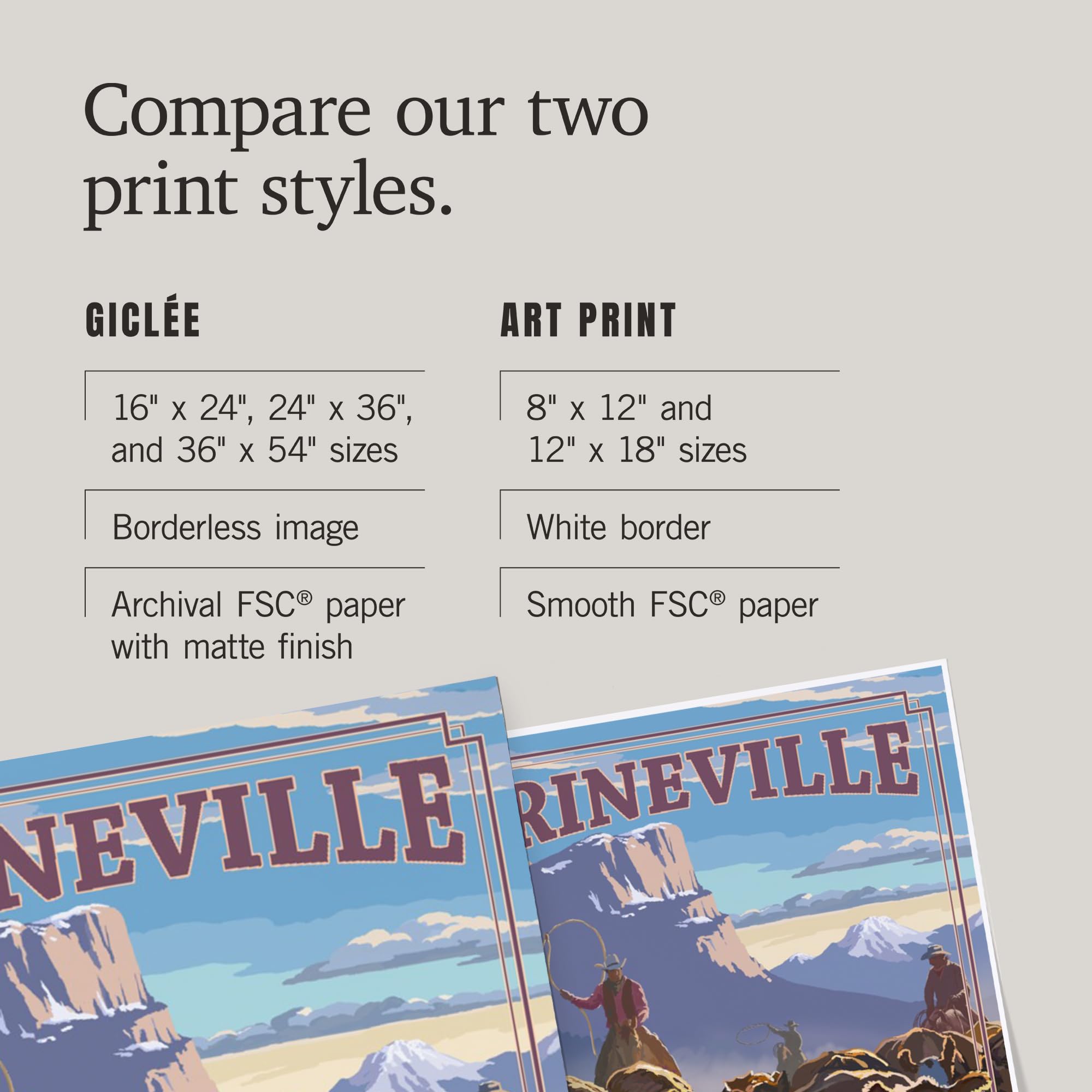 Lantern Press 16x24 Inch Giclee Art Print - Prineville Oregon Cowboy Cattle Drive Western Landscape Wall Decor | Perfect for Living Room, Office or Western Theme Home Decor
