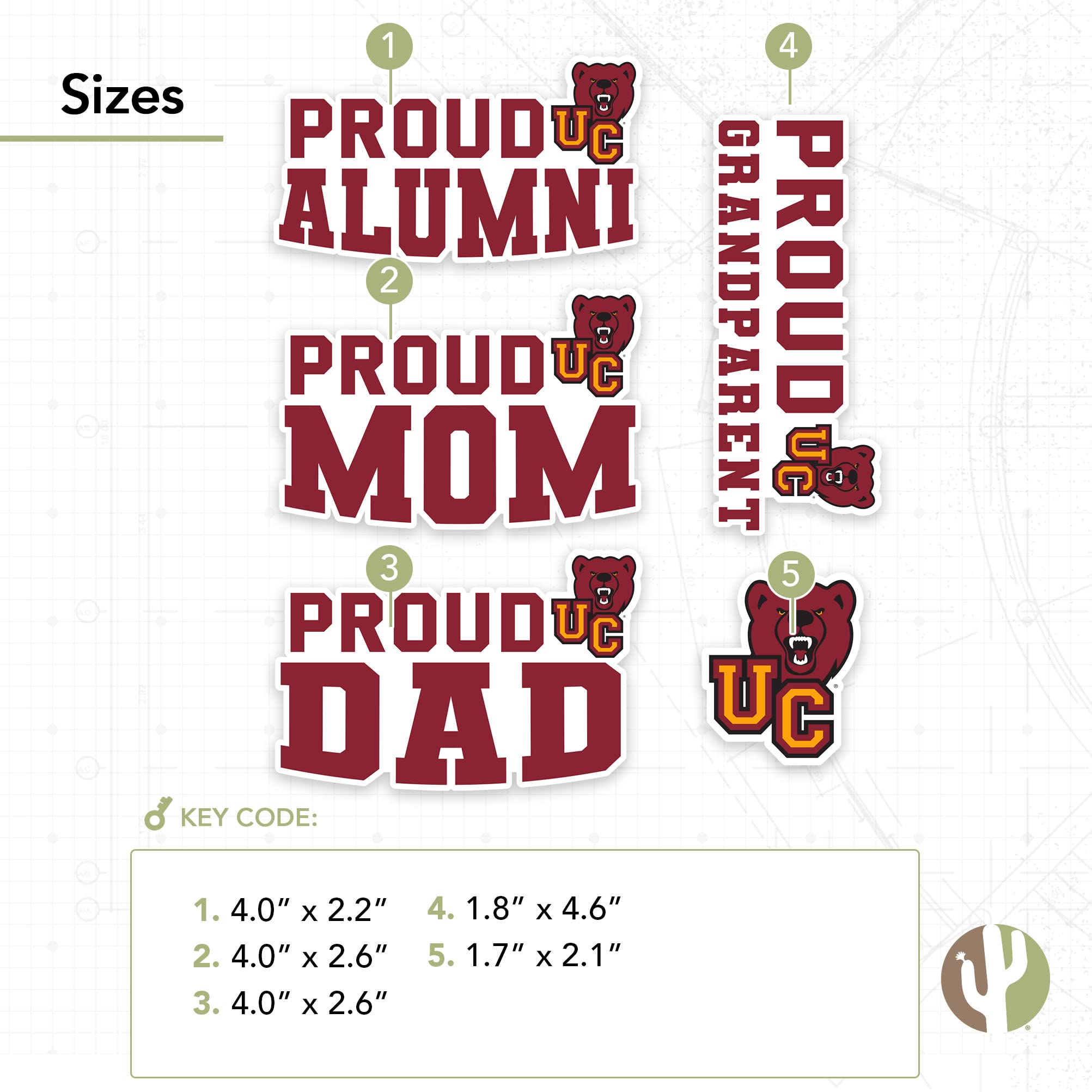 Desert Cactus Ursinus College Sticker Bears Vinyl Decal - Waterproof Laptop, Water Bottle, Car, Scrapbook Decoration (Family Full Sheet) - Perfect for College Dorm, School Supplies & DIY Crafts