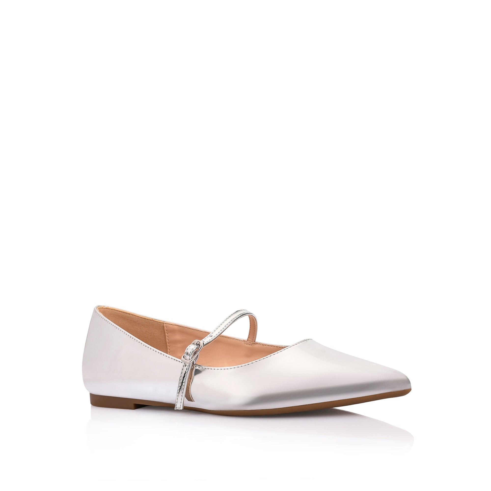 Stylish Iguana Mary Jane Flats - Silver Mirror Women's Comfortable Shoes for Work, Party & Casual Wear