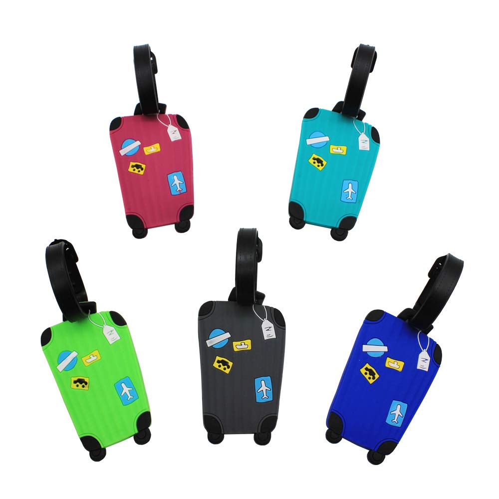 Mziart Cute Cartoon Luggage Tags - Funny Unique Suitcase Labels for Travel Bags (Set of 5) - Perfect for Kids, Adults & Airplane Travel Accessories