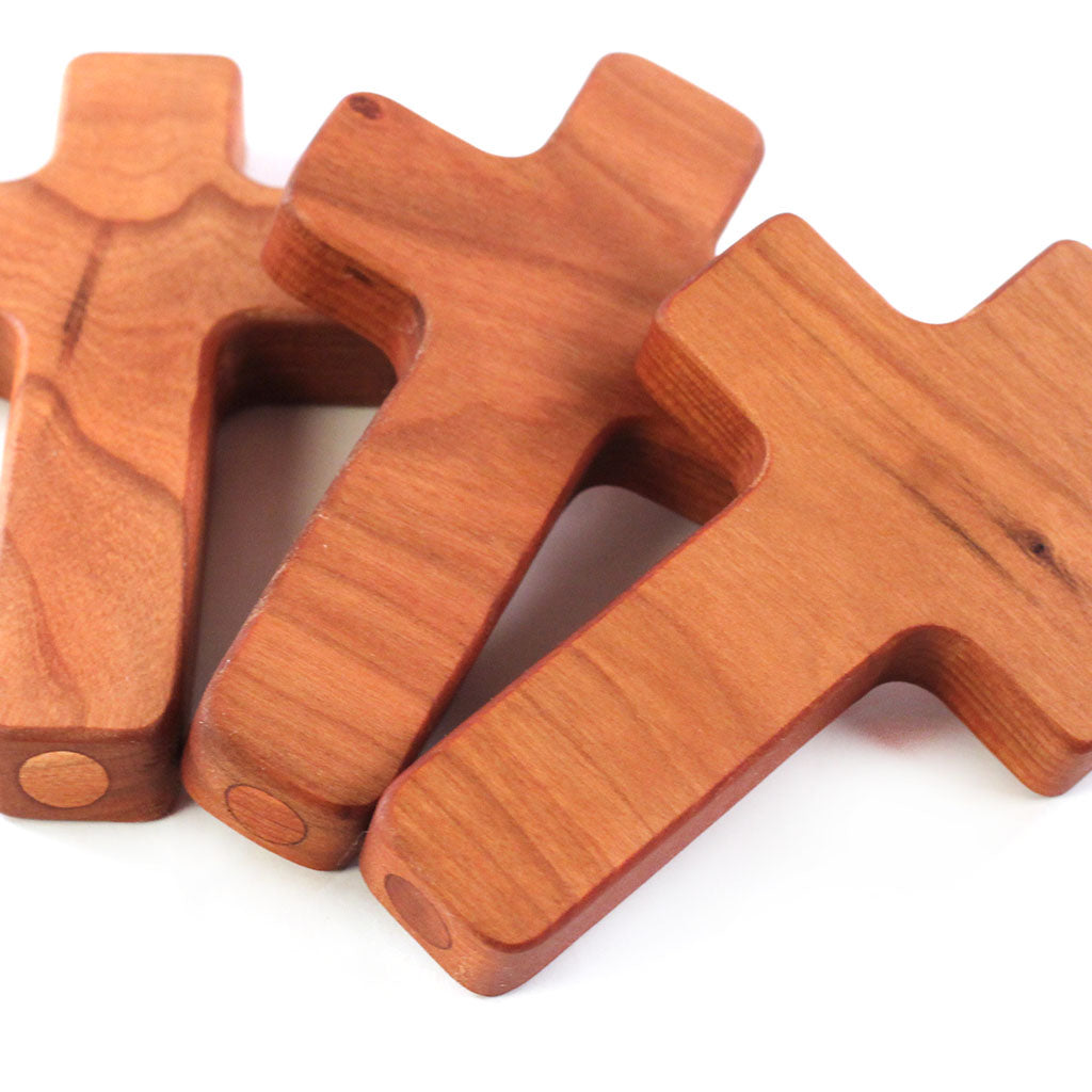 Imperfect Cross Rattle - Unique Wooden Baby Teething Toy with Natural Texture | Perfect for Soothing Teething Pain & Sensory Play | Ideal Baptism Gift & Christian Nursery Decor