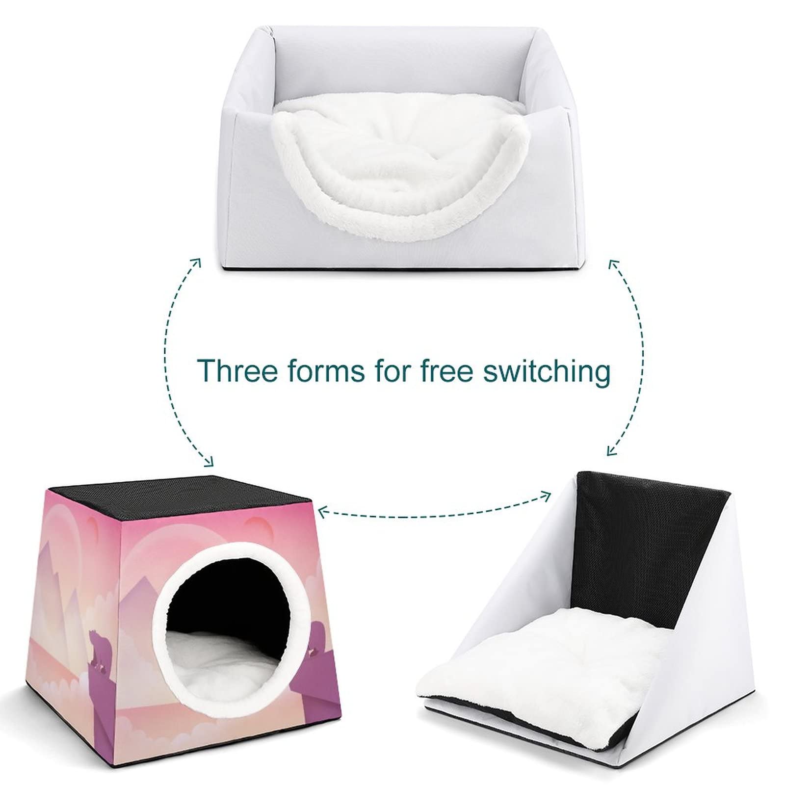 Cozy Printed Cat Bed & Sofa - Indoor Cat House with Soft Pillow for Kittens & Small Dogs | Polar Bear Sunset Design | Perfect for Living Room, Bedroom & Pet Nook