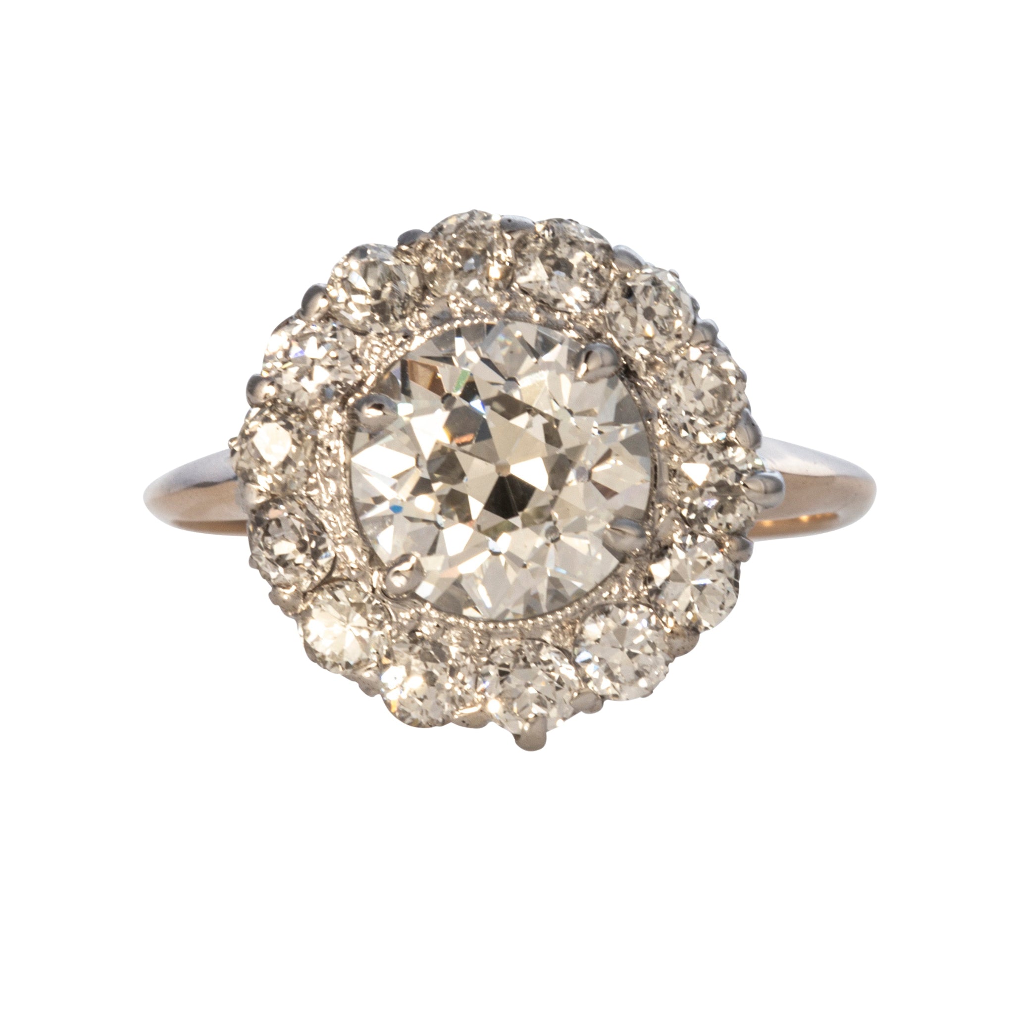 2.45ctw Victorian Old European Cut Diamond Cluster Ring in 14K Gold - Elegant Vintage Jewelry for Weddings & Special Occasions
