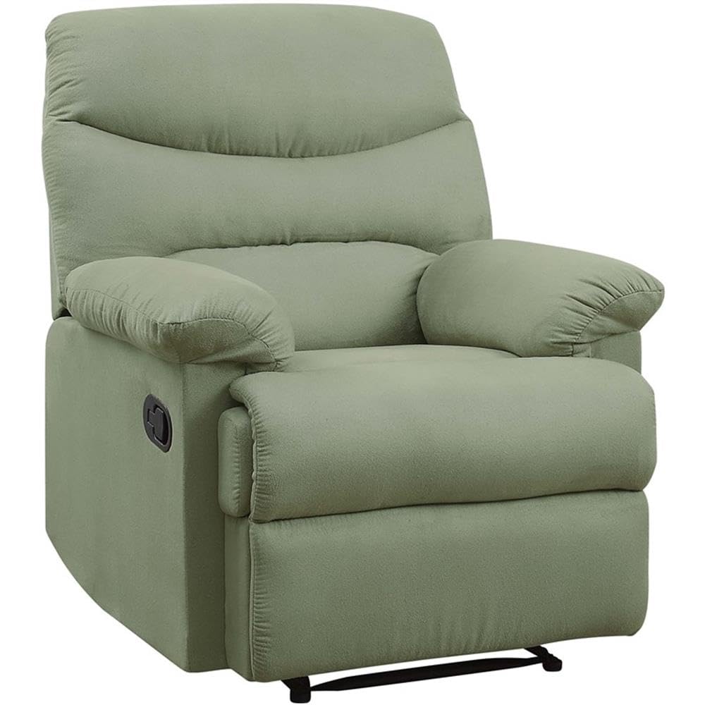 Acme Carell Recliner Chair - Sage Green Microfiber Upholstery, Comfortable Living Room Furniture for Relaxing & Watching TV