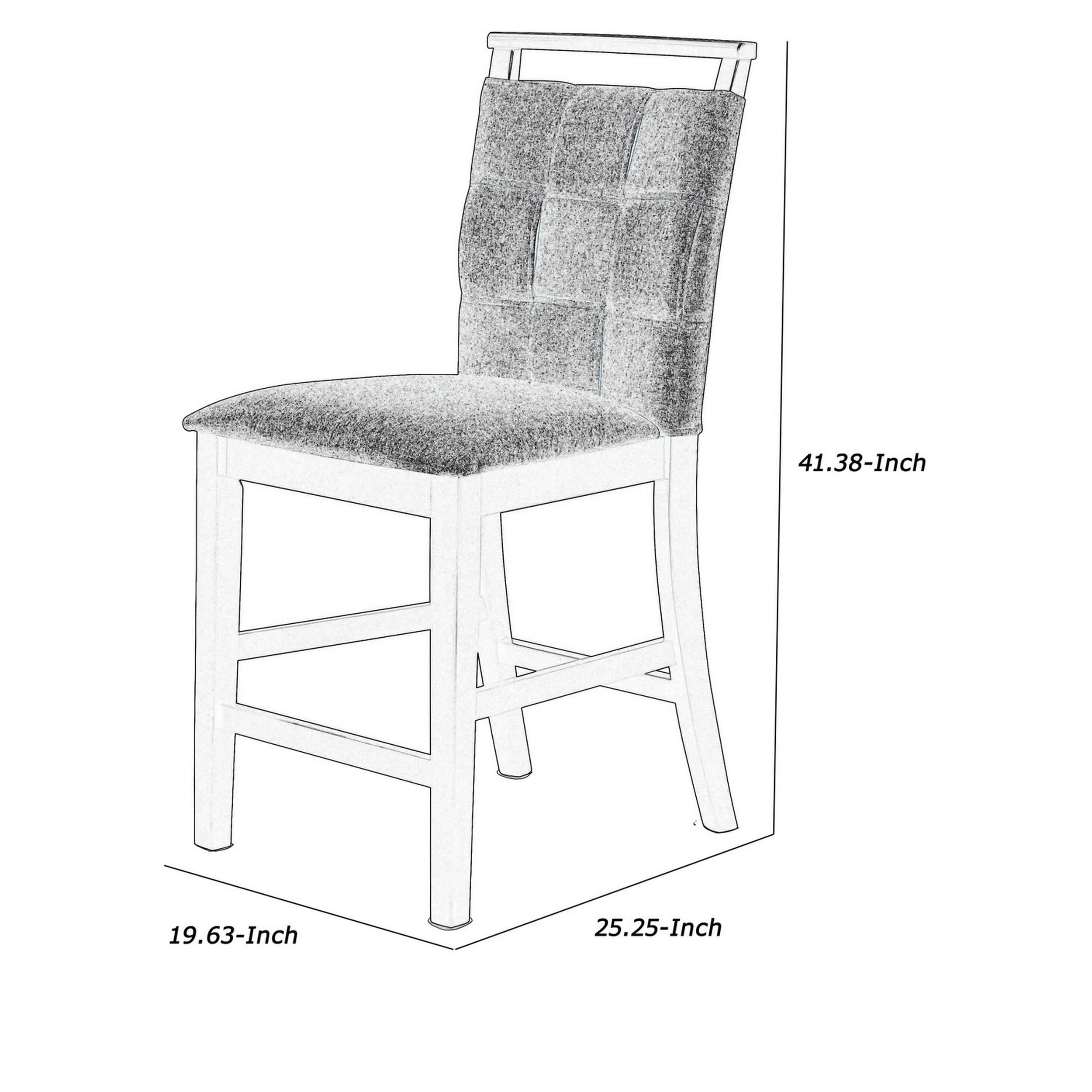 Benjara 2-Piece Gray Fabric Counter Stool Set with Interwoven Backrest & Padded Seat - Comfortable Bar Stools for Kitchen Island, Breakfast Nook & Home Decor
