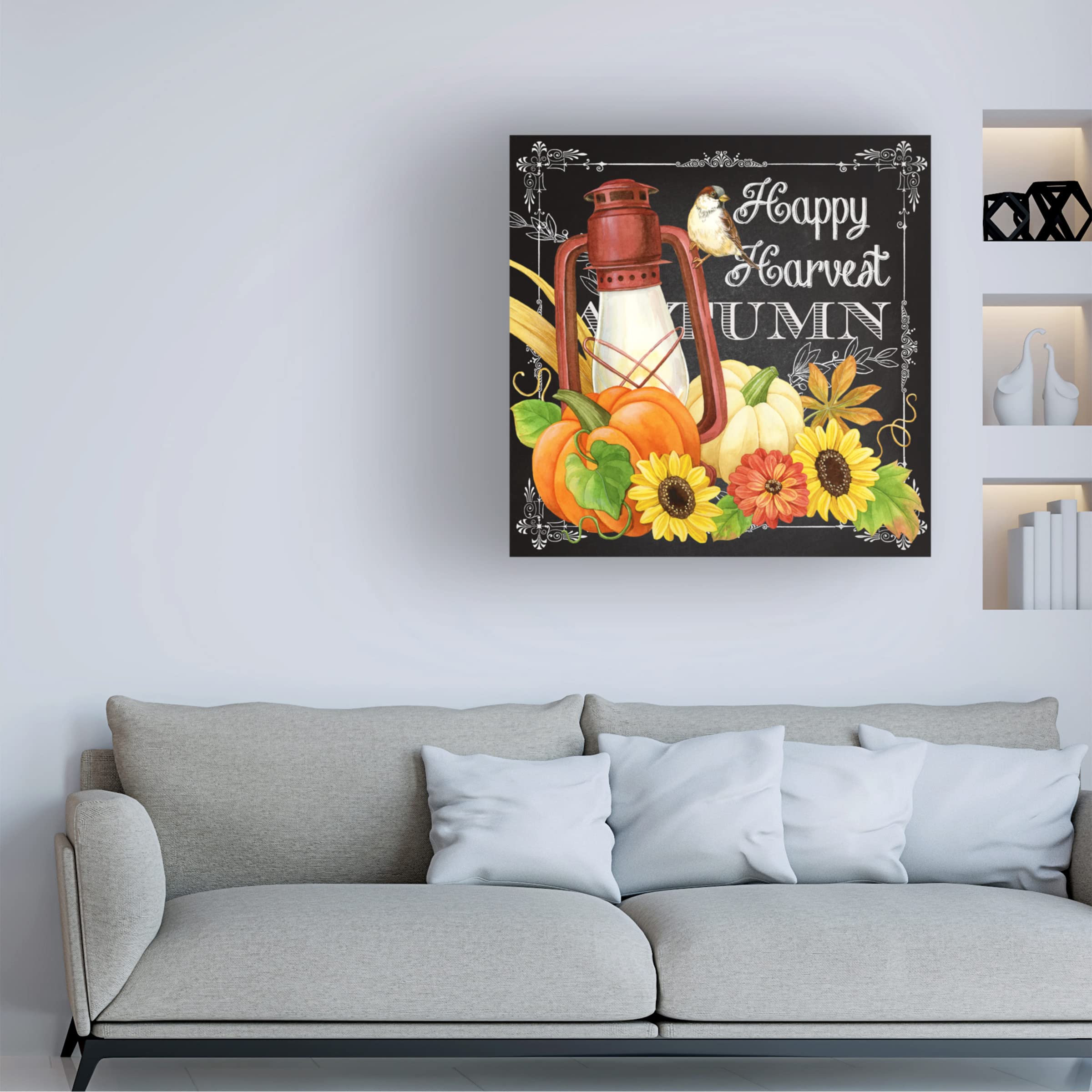 Trademark Fine Art 'Harvest Greetings IV' Canvas Wall Art by Jane Maday - Perfect for Fall Home Decor, Thanksgiving Gifts & Cozy Living Room Wall Art