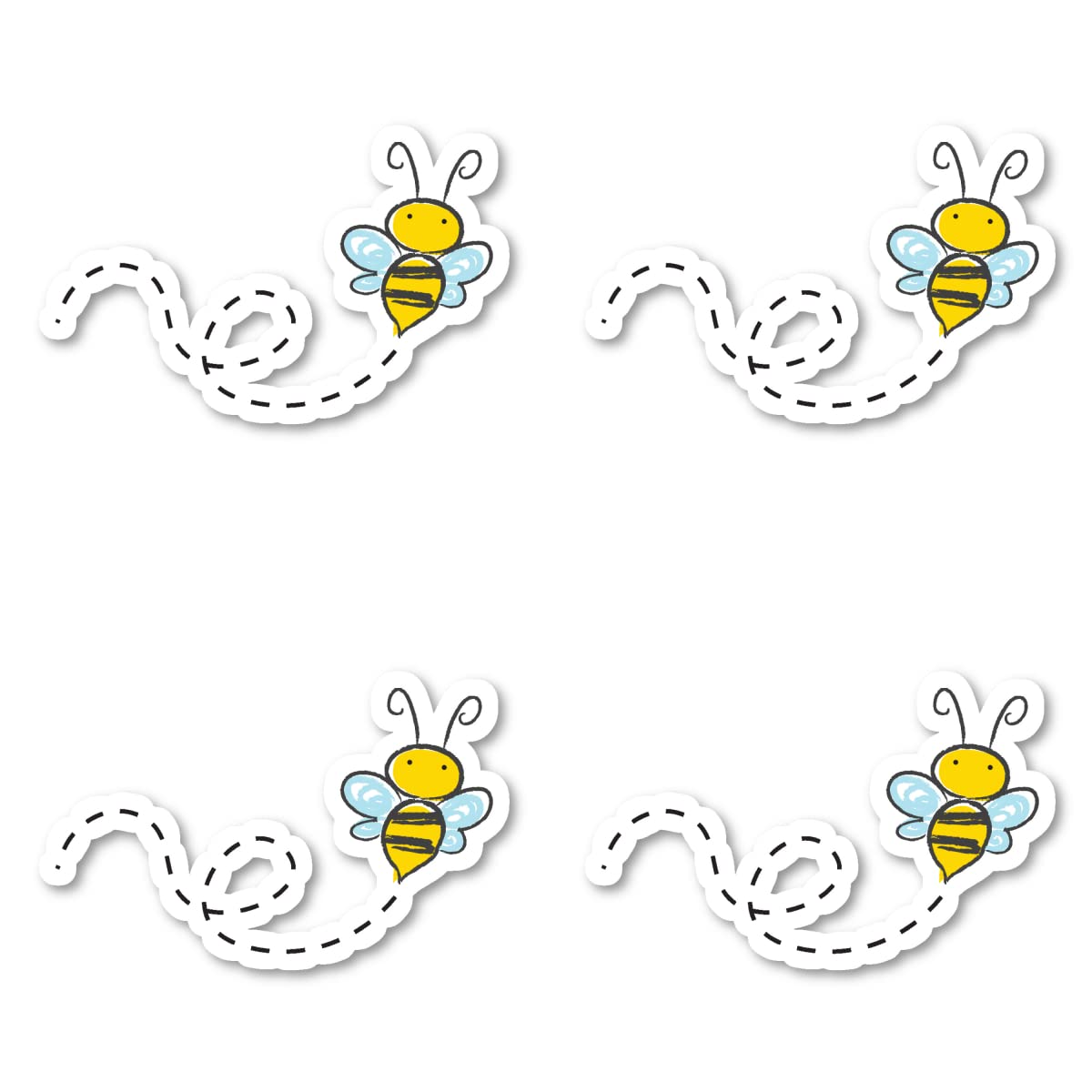 Bee Chalk Art Vinyl Stickers (4-Pack) - 2.5 Inch Waterproof Decals for Laptop, Phone, Tablet - Cute Aesthetic Laptop Stickers for Teens, Kids Room Decor, School Supplies & DIY Projects