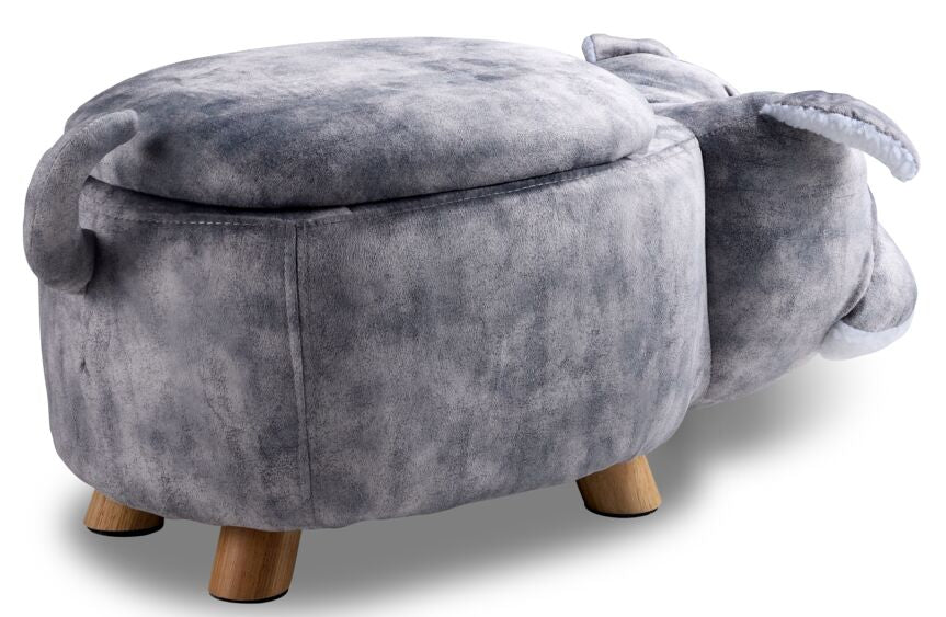 Bulldog Storage Ottoman Grey - Multi-Functional Footrest, Seat & Storage Bench for Living Room, Bedroom & Office