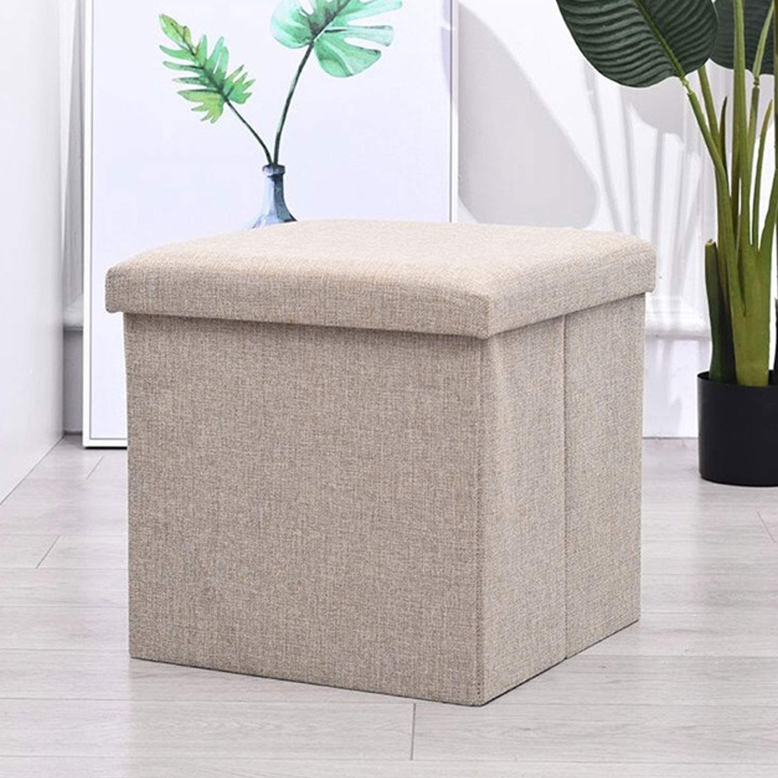 Multifunctional Foldable Storage Stool - Space Saving Footrest Ottoman with Storage Box for Living Room, Bedroom & Office - Perfect for Small Spaces, Home Organization & Extra Seating