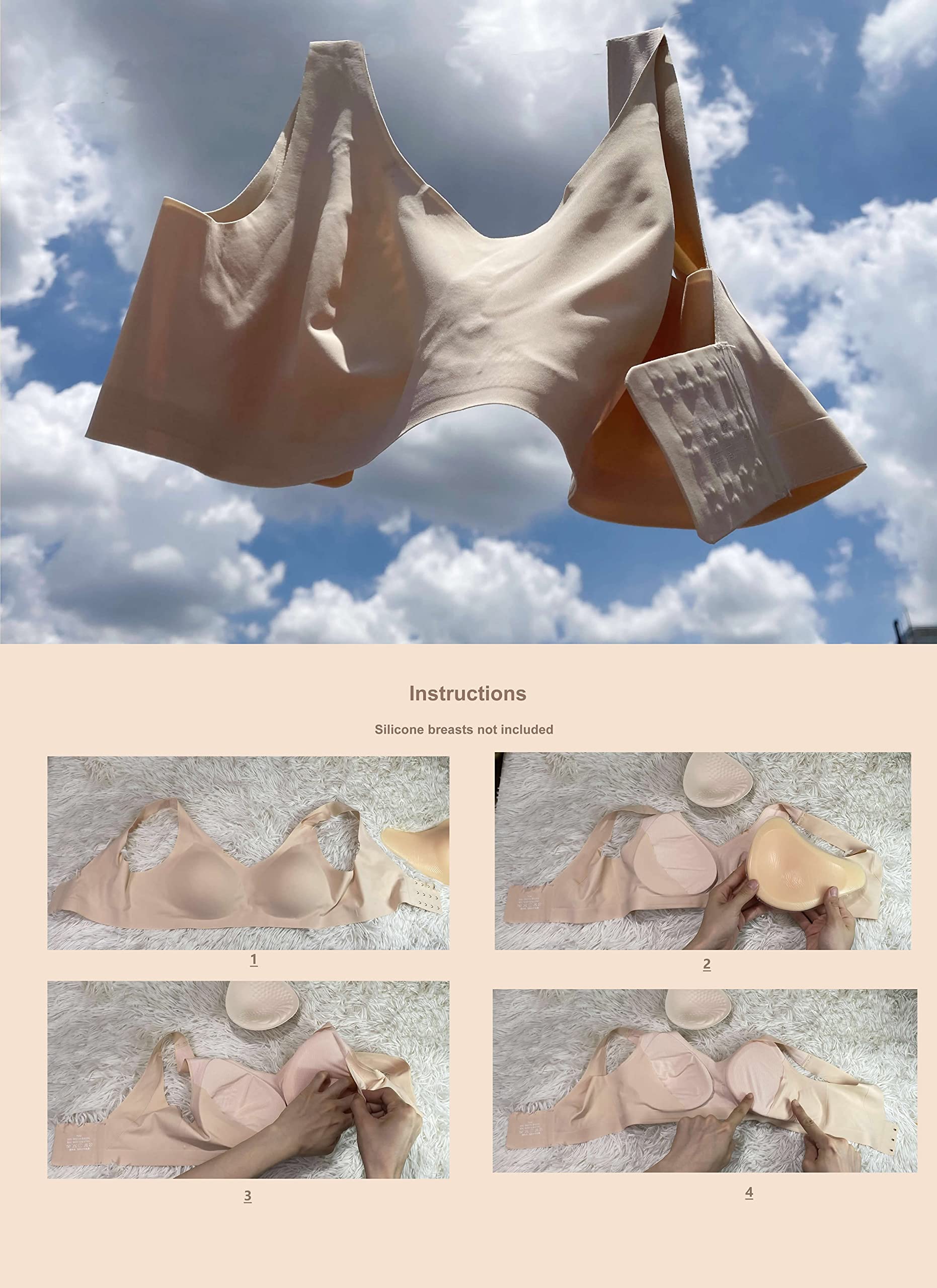 BIMEI Seamless Post-Surgery Mastectomy Bra with Pockets - Soft Comfortable Prosthesis Bra for Women - Perfect for Sleeping, Daily Wear & Recovery After Breast Cancer Surgery
