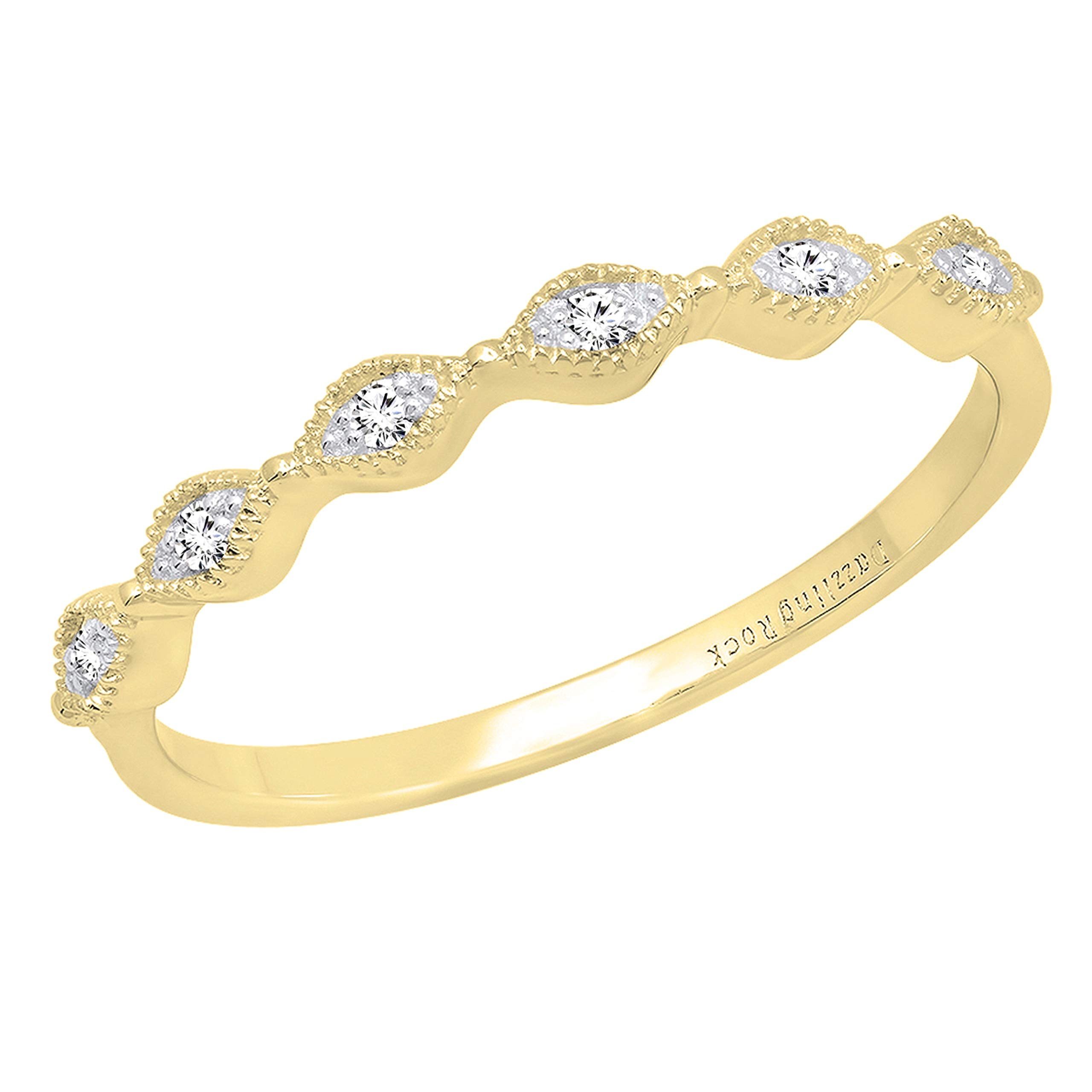 0.05 Carat Round Diamond Wedding Stackable Band for Women - 18K Yellow Gold Engagement Ring Set - Dazzlingrock Collection - Perfect for Bridal Jewelry, Anniversary Gifts & Everyday Elegance