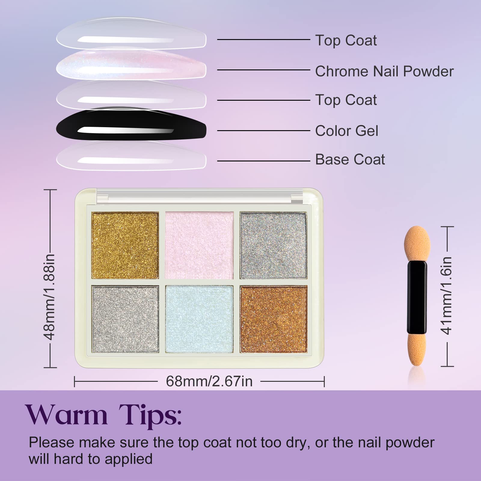 MIZHSE Pearl Chrome Nail Powder - 6 in 1 Iridescent Mermaid Glitter, Holographic Pigment for Nail Art (Aurora Gold, Silver Mirror Powder) | Perfect for Salon, DIY Manicures & Special Occasion Nail Designs