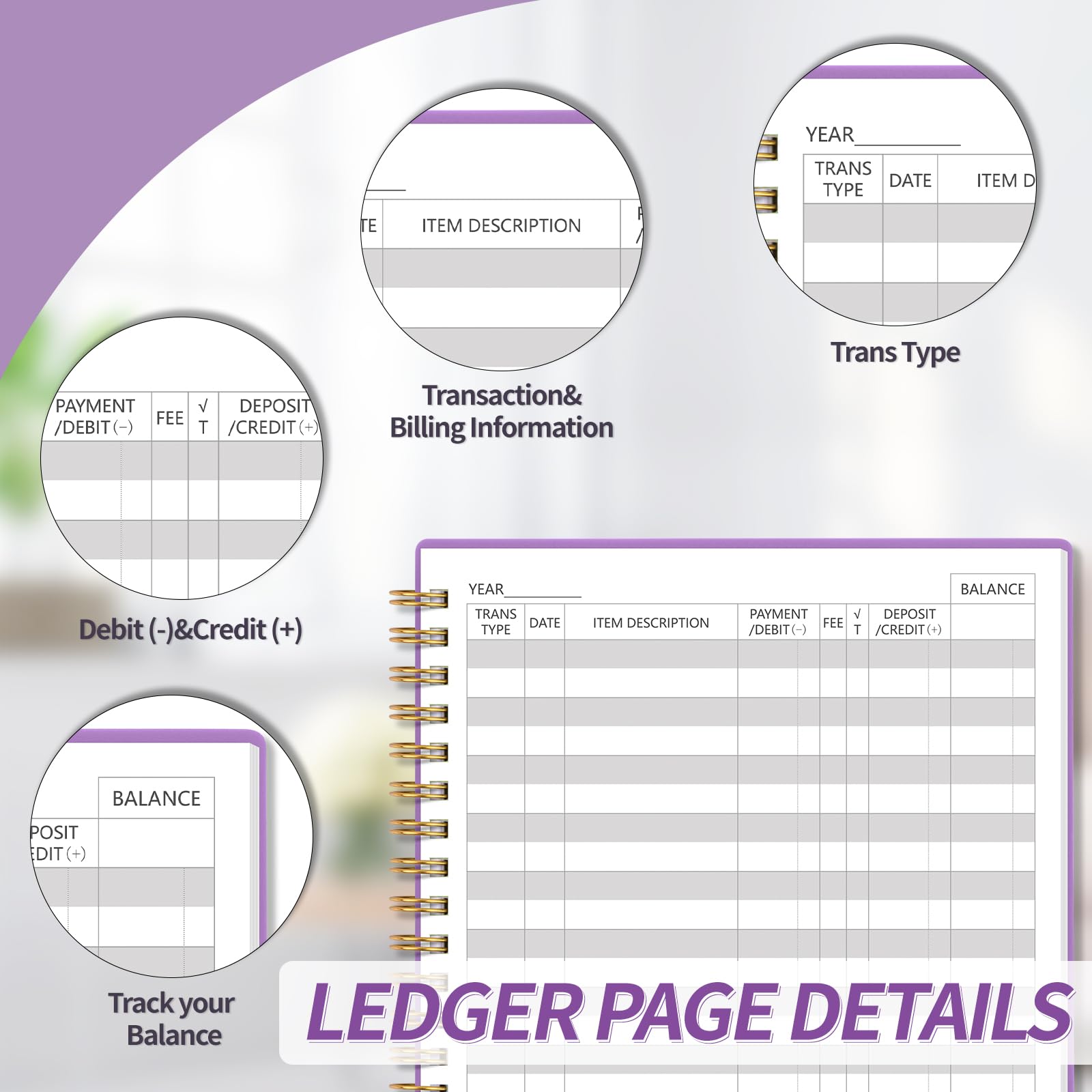 Small Business Accounting Ledger Book - Expense Tracker Notebook for Bookkeeping, Personal & Family Budget - Income & Expense Log Book - 8.4