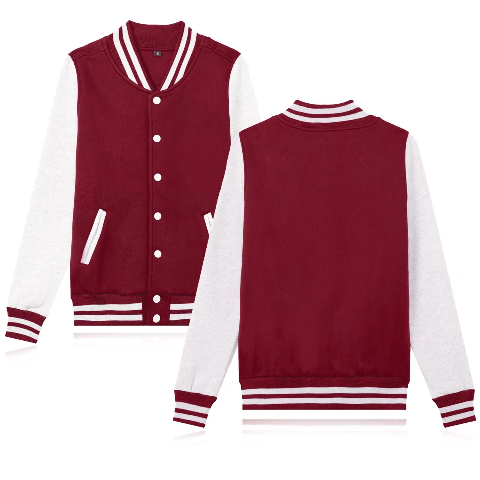Babyhealthy Women's & Men's Varsity Baseball Jacket - Casual Letterman Bomber Windbreaker Lightweight Coat for School Sports & Streetwear Fashion