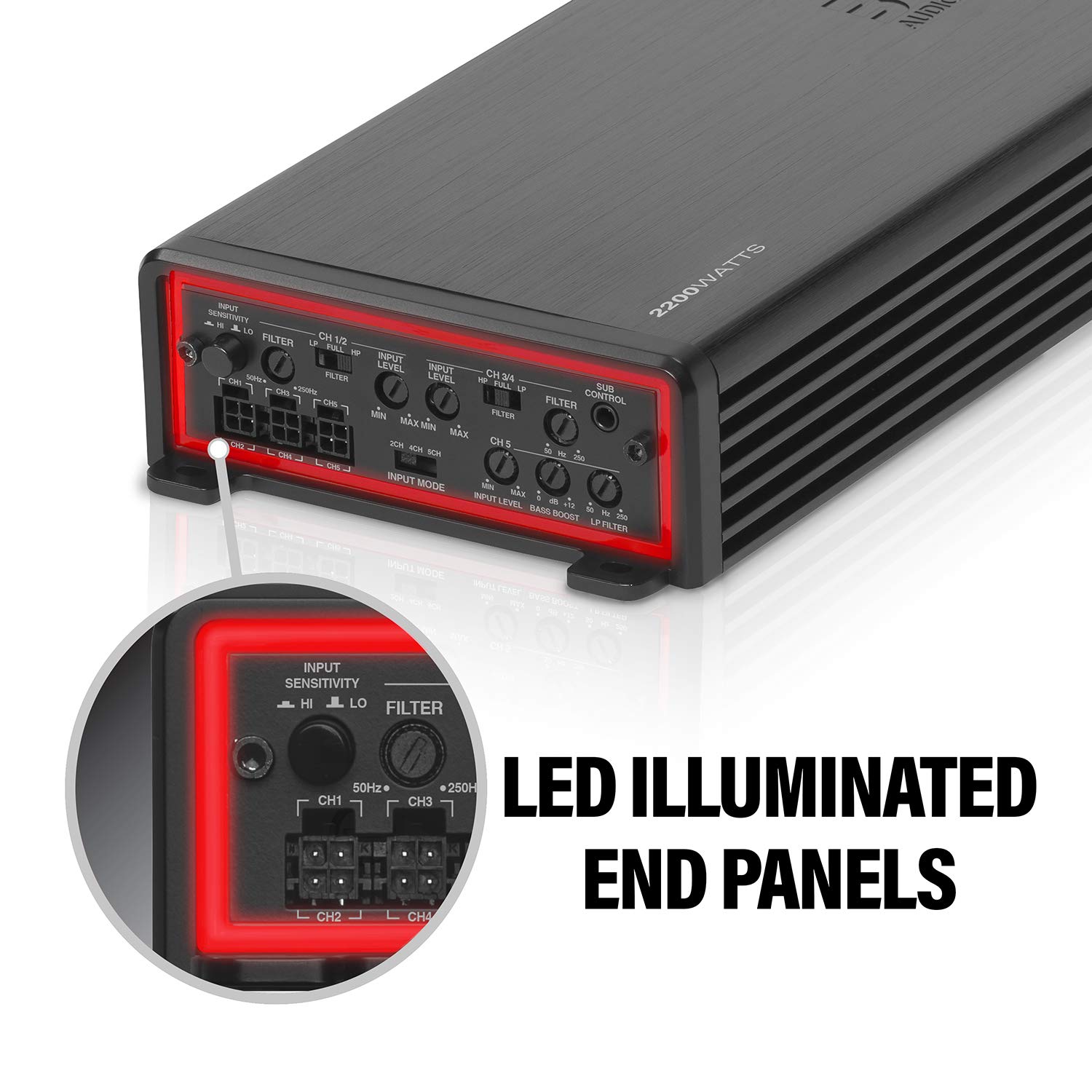 BOSS Audio Systems Elite BE2200.5D 5 Channel Class D Car Amplifier - 2200W High Power, 2 Ohm Stable, Digital Full Range Audio, MOSFET Power Supply | Perfect for Car Audio Systems, Home Theater Speakers & Subwoofers | Enhance Your Music, Movies & Gaming Experience