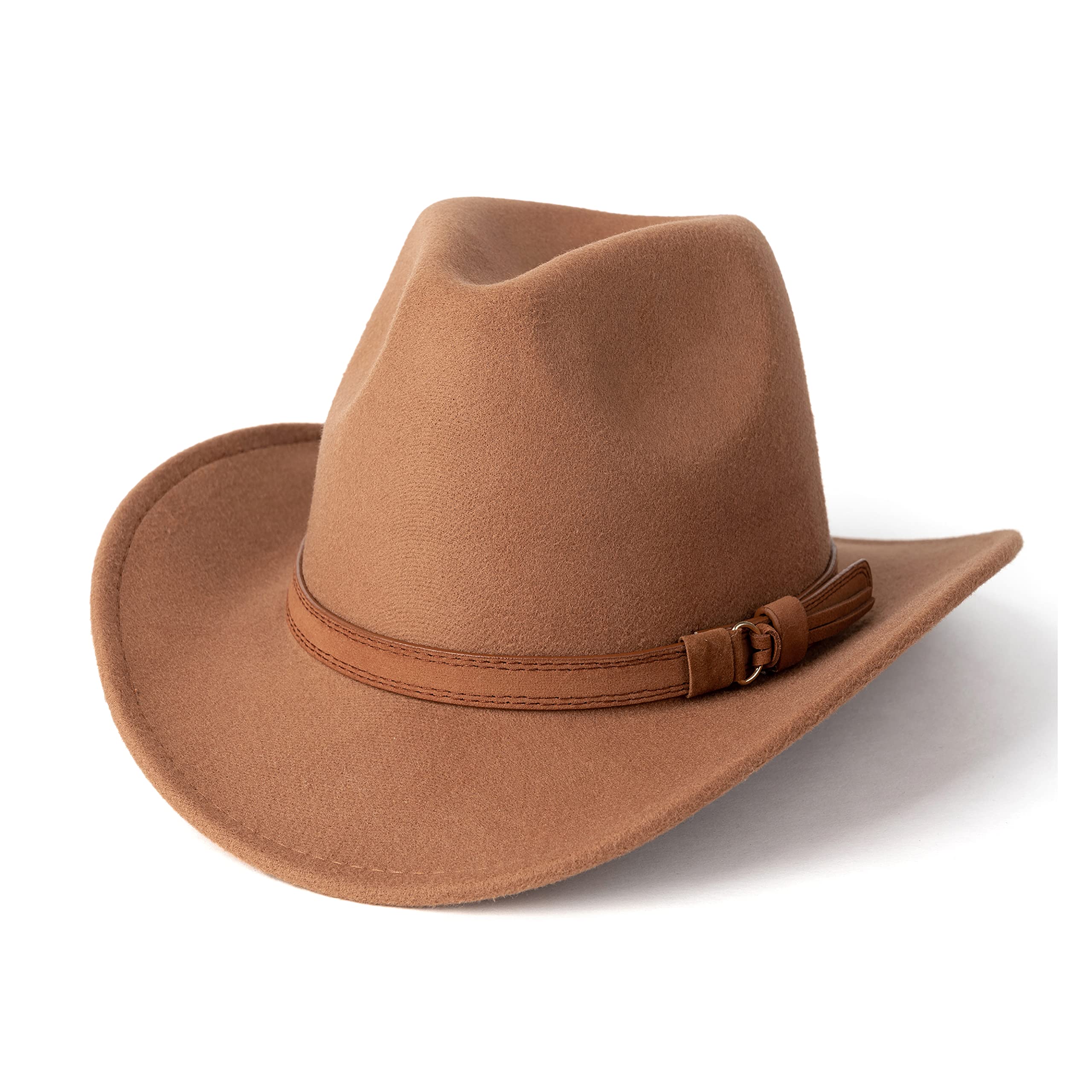 Western Cowboy Hat for Men & Women - Wide Brim Sun Hat with Adjustable Chin Strap - Outdoor Fedora Style Hat for Rodeo, Country Music Festivals & Beach Vacations