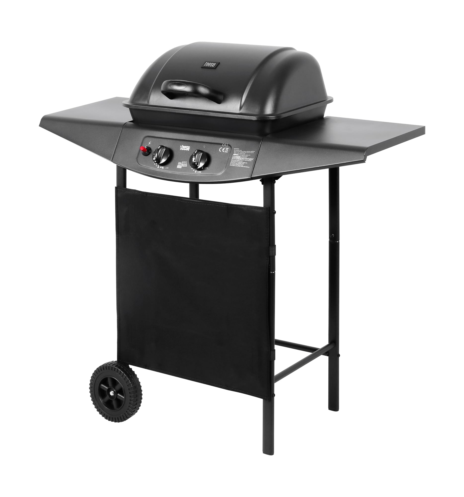 Teesa BBQ 2000 TSA0080 2-Burner Gas Grill Black 38.6 x 17.3 x 39.4 Inches for Outdoor Cooking, Backyard Parties & Camping