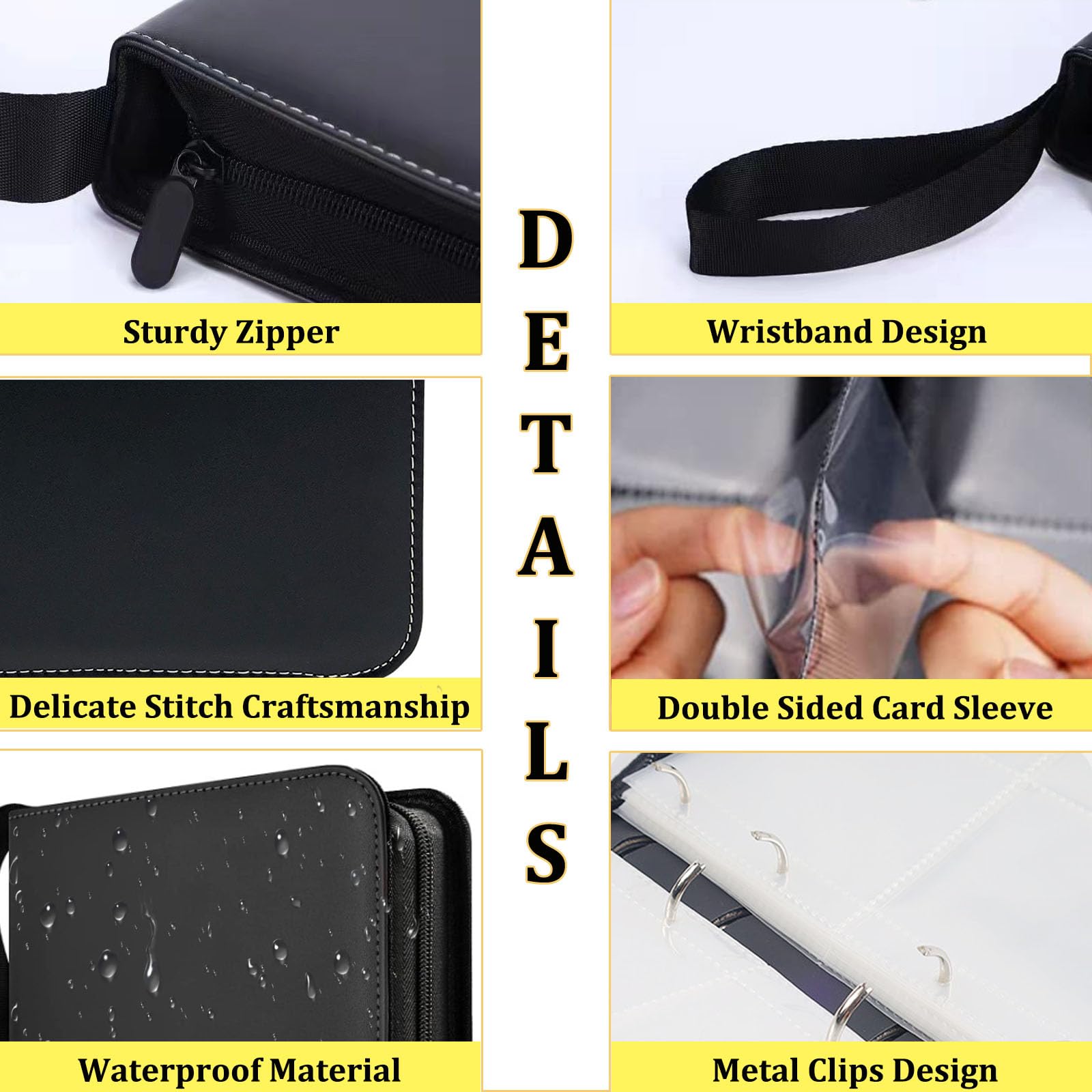 Premium 900-Pocket Trading Card Binder with Zipper & Handle - 9-Pocket Card Collection Album with 50 Removable Sleeves - Durable Card Holder for Baseball, Football, Pokemon, MTG & Sports Cards (Black) - Perfect for Collectors, Tournaments & Card Storage Organization