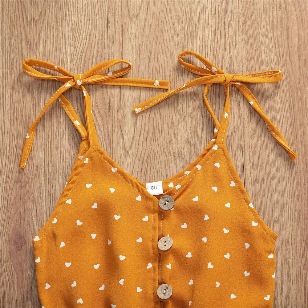 Toddler Baby Girl Heart Print Suspender Romper Jumpsuit - Cute Summer Outfit for Holidays & Playdates - Perfect for Birthday Parties, Beach Trips & Family Photos