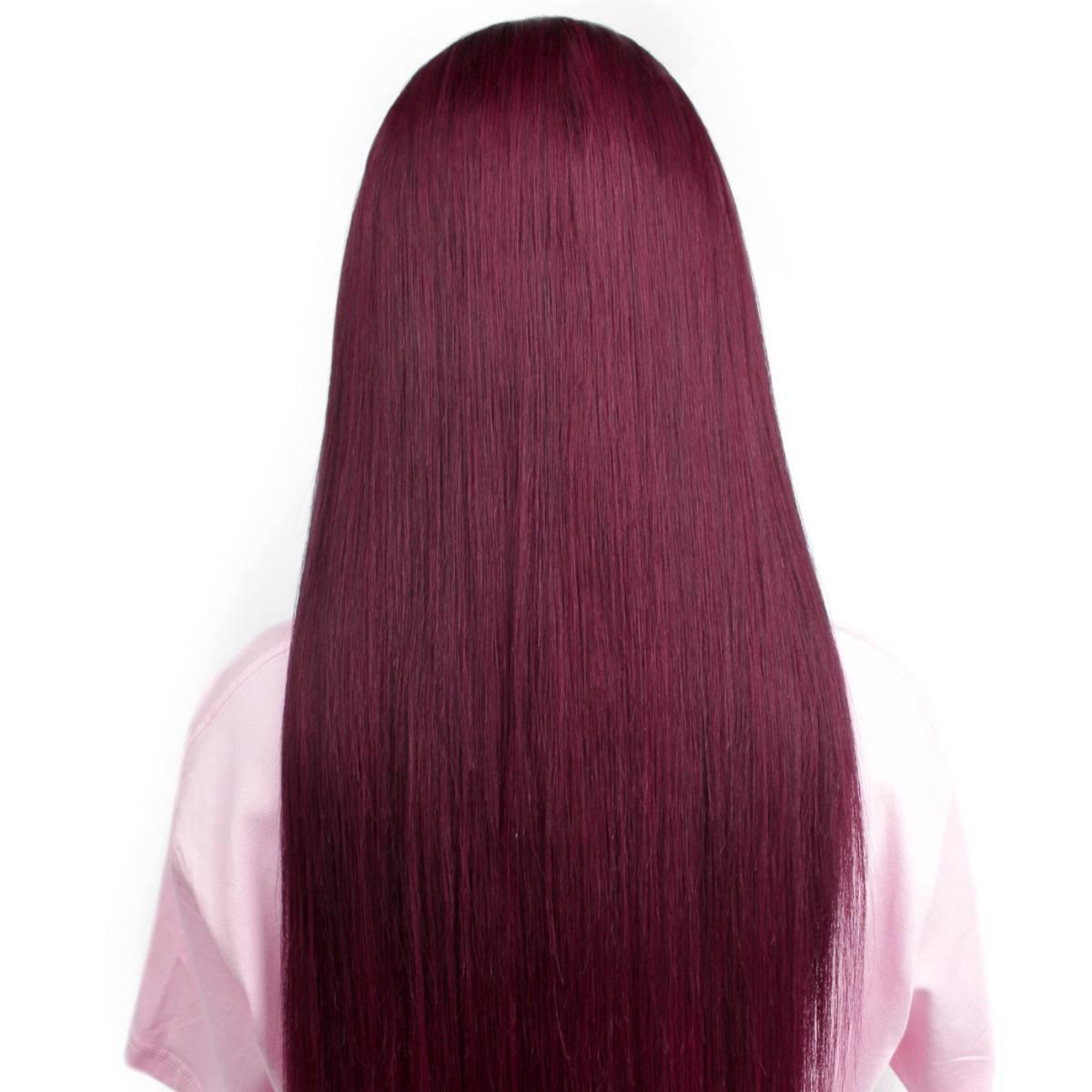 Ombre Burgundy Straight 13x6 HD Lace Front Wig - Natural Looking Human Hair Wig for Women, Heat Resistant & Tangle Free - Perfect for Daily Wear, Cosplay, and Special Occasions