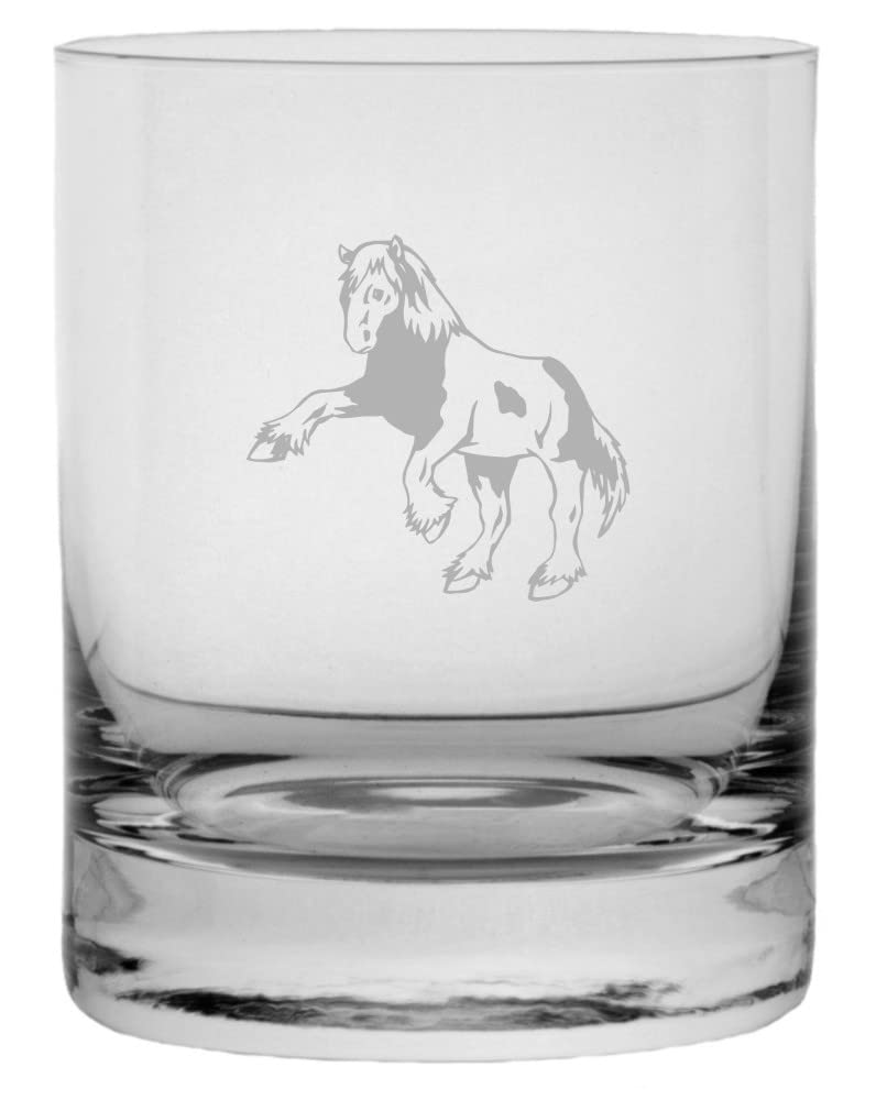 10.25oz Horse Etched Whisky Glass - Perfect for Bourbon & Scotch Lovers